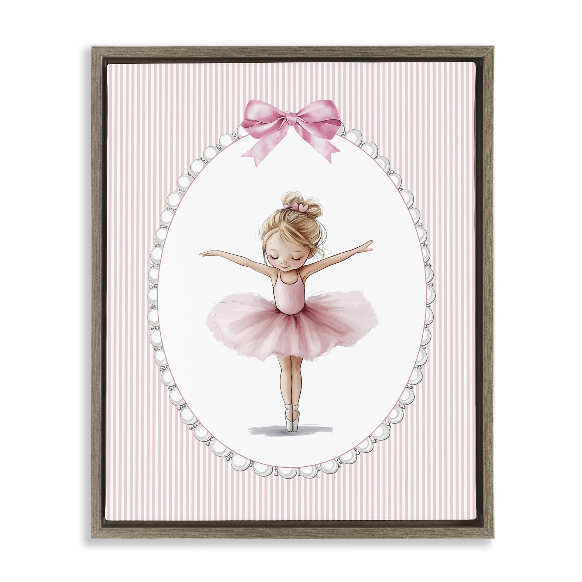 Stupell Industries Montalcino Elm (Textured) Graceful Pink Ballerina Dance, 16 X 20 Inch Canvas In Floater Frame