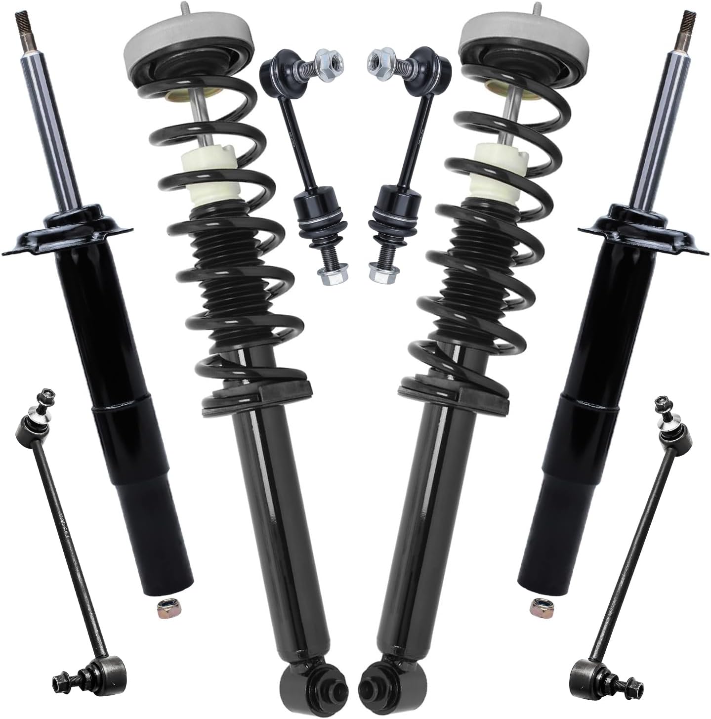 Detroit Axle - 8pc Struts Shocks Kit for BMW 528i 525i 530i 535i, 2 Rear Struts with Coil Springs 2 Front Shock Absorbers 4 Front Rear Sway Bars Replacement Suspension
