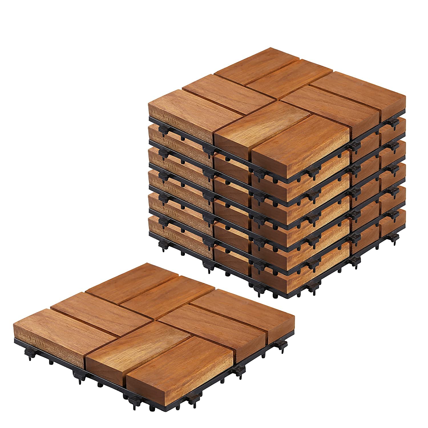 Buy Sharpex Deck Tiles with Interlocking 6 Piece Teck Wood Floor