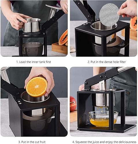 Miniatura 4 de Topyond Exprimidor manual de prensa manual, exprimidor de limón, prensa de cítricos, acero inoxidable 304 resistente, exprimidor de jugo con dos