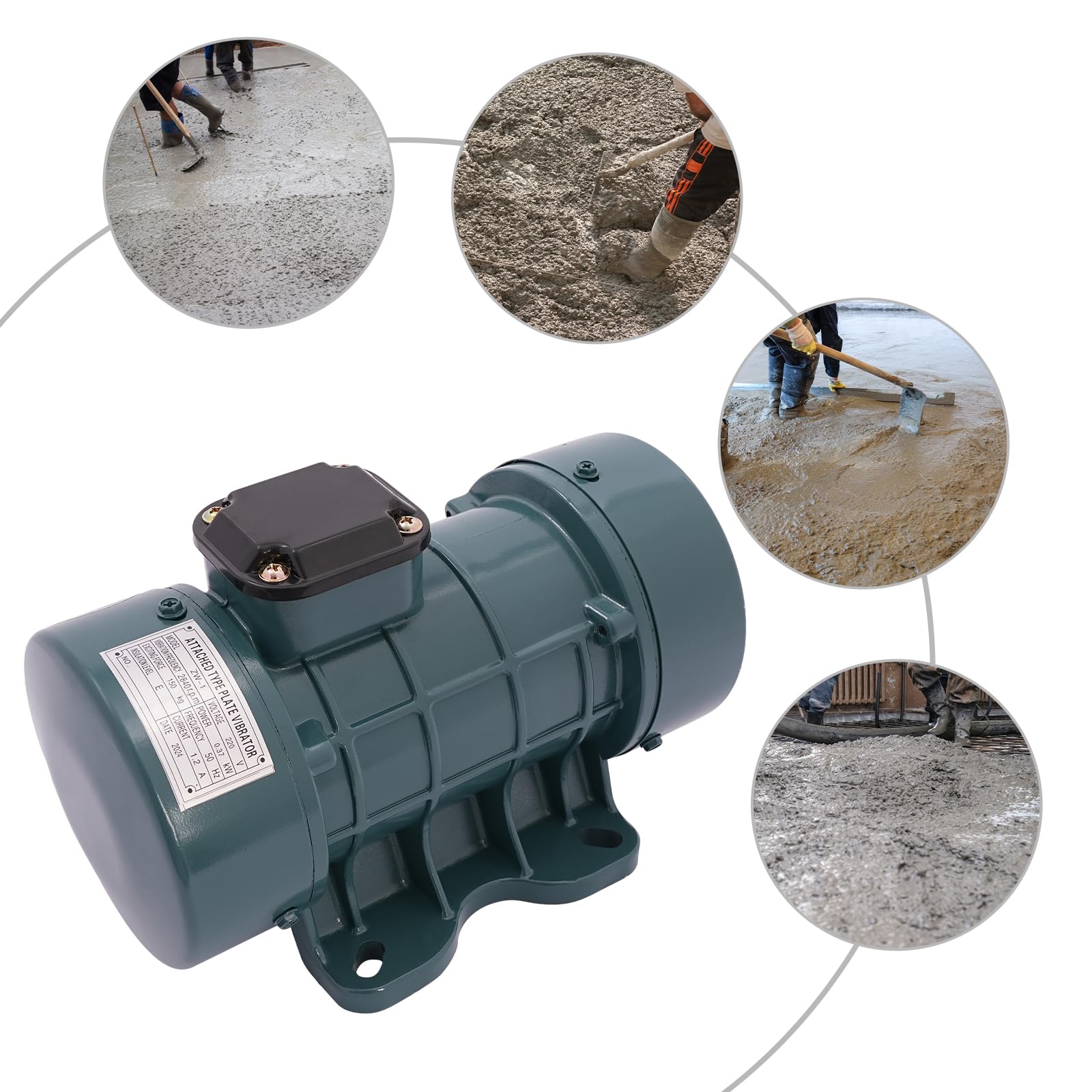 Moteur vibrant pour béton 370 W, 220 V, moteur vibrant intensif, moteur vibrant 2840 tr/min, silencieux avec interrupteur capacitif, pour exploitation minière, métallurgie, charbon, électricité