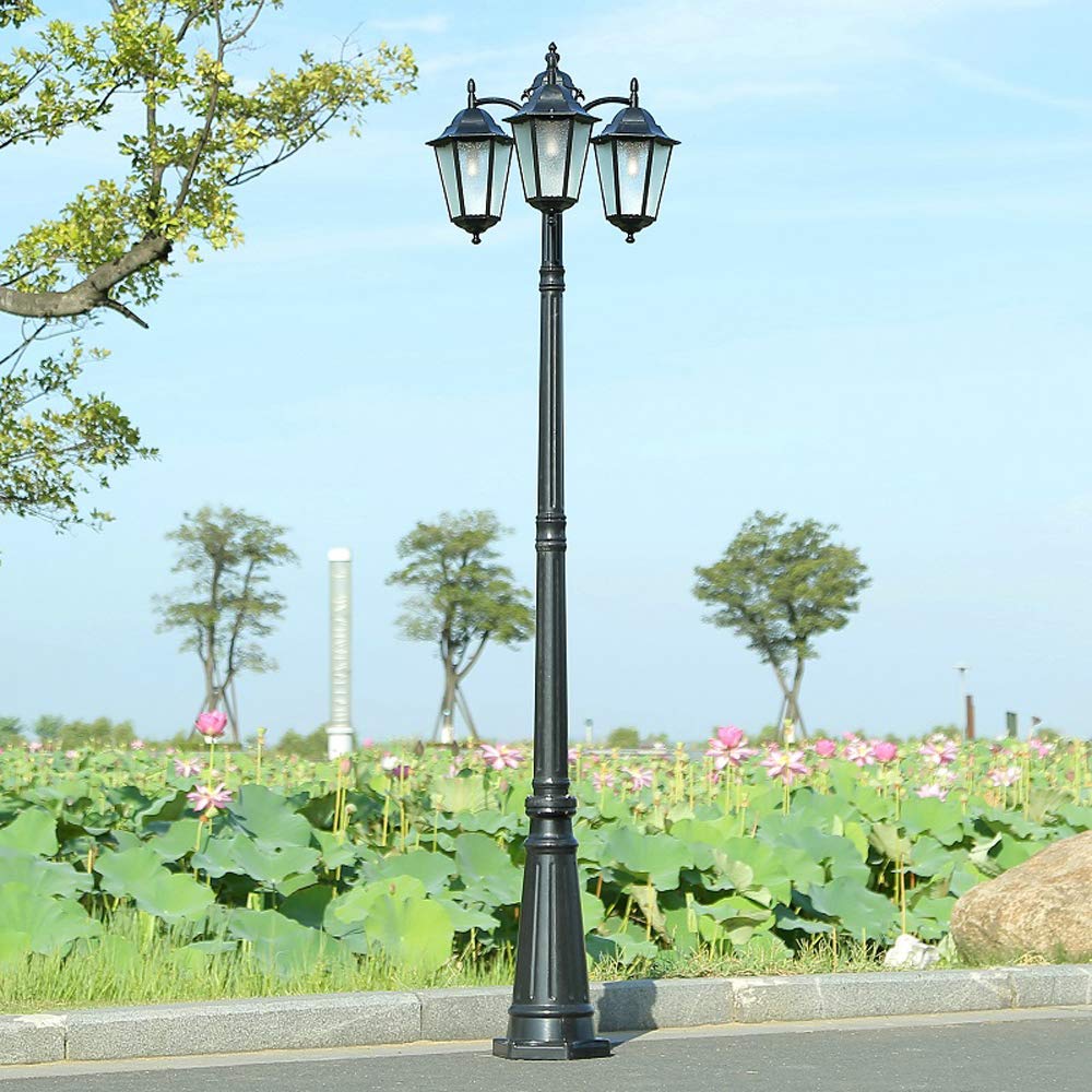 Zewnętrzna latarnia, lampa uliczna, wodoodporna lampa słupowa E27 z akrylowym abażurem, 3 głowice wiktoriańskie szklane latarnie na dziedzińcu Słupy lampowe Oświetlenie zewnętrzne Vintage Post Column