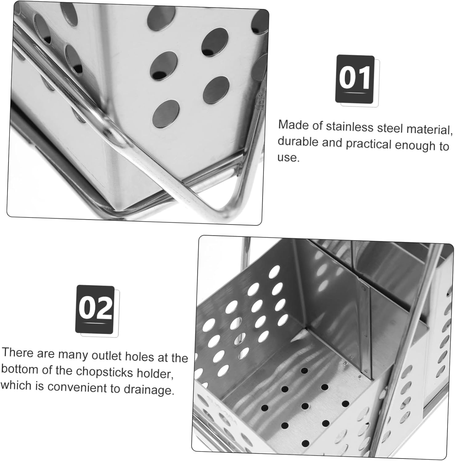 Tableware Organizer Steel Utensil Holder Elegant Chopsticks Storage Box