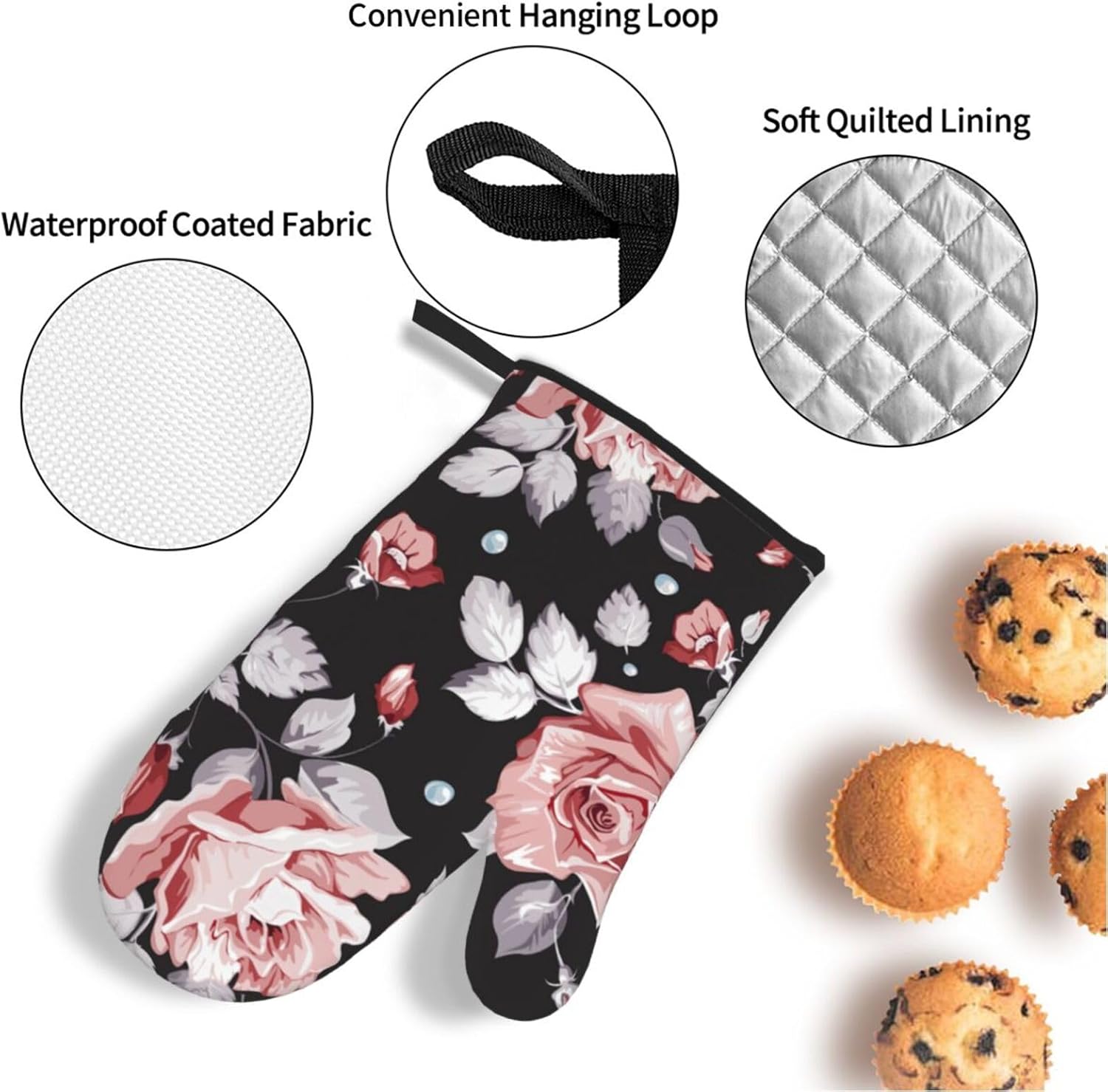 Red flower (2) Kitchen baking four piece set, fit for cooking and baking, oven, microwave, and outdoor barbecue