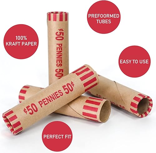 Miniatura 4 de L LIKED 100 unidades de envoltorios de monedas preformados Rolls-Pennies