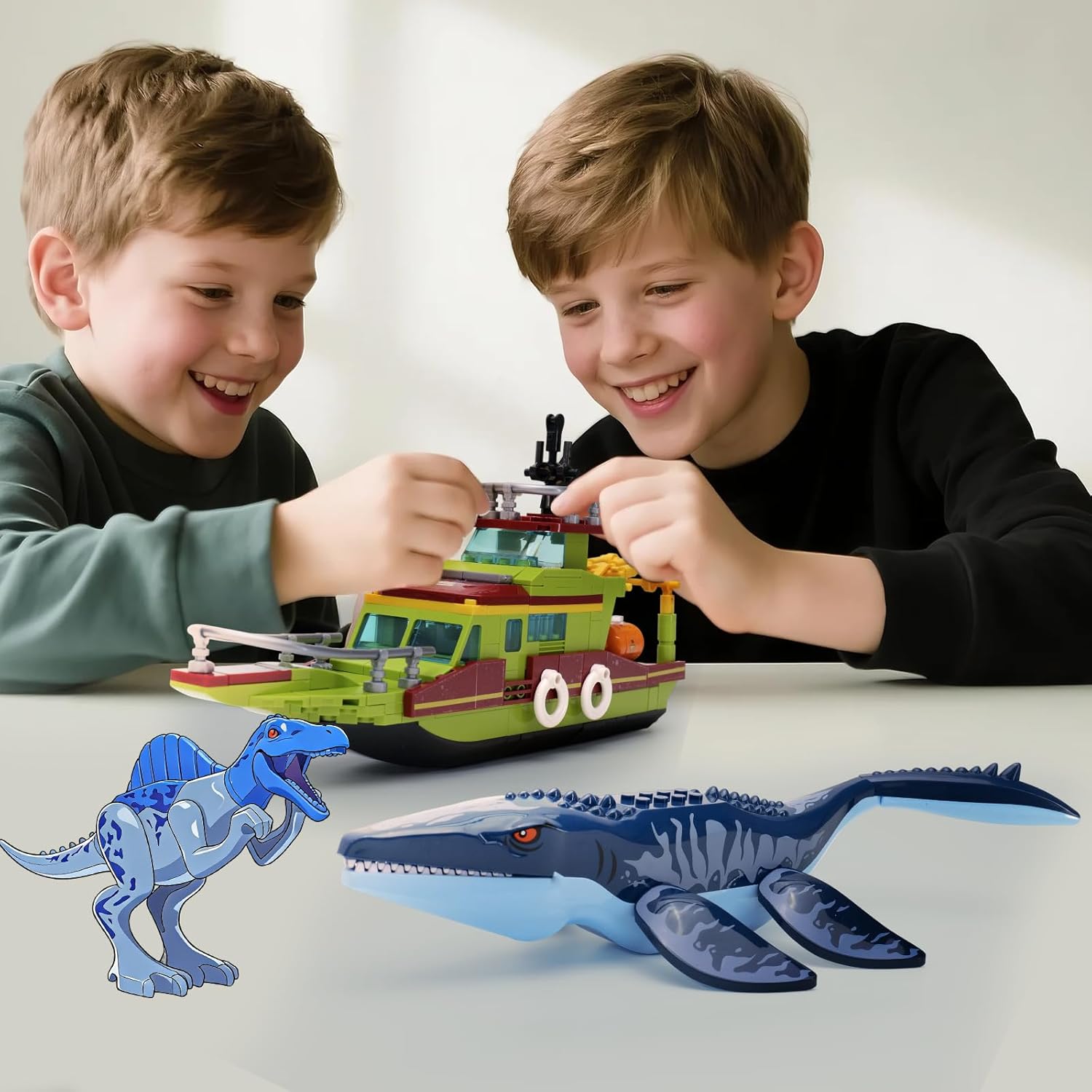 Ideas 3 in 1 Sea Dinosaur Mosasaurus Building Blocks Kit, Compatible with Lego Dinosaur World, Moc Mosasaurus Spinosaurus Adventure Ship STEM Toys, Gift for Kids Adults Boys Age 8-12 327PCS