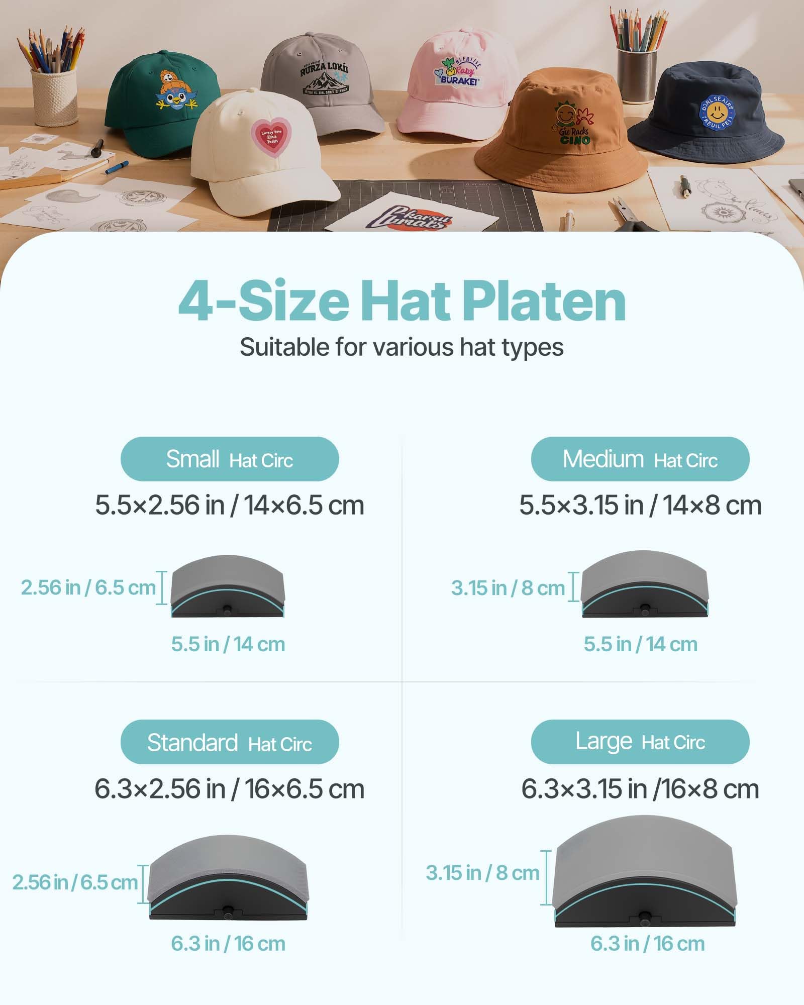 VEVOR Pressa a Caldo per Cappelli con 4 Piastre Intercambiabili 160x65/160x80/140x65/140x80 mm, Pressa a Caldo per Cappelli con Controllo della Temperatura e del Tempo, Colore Verde