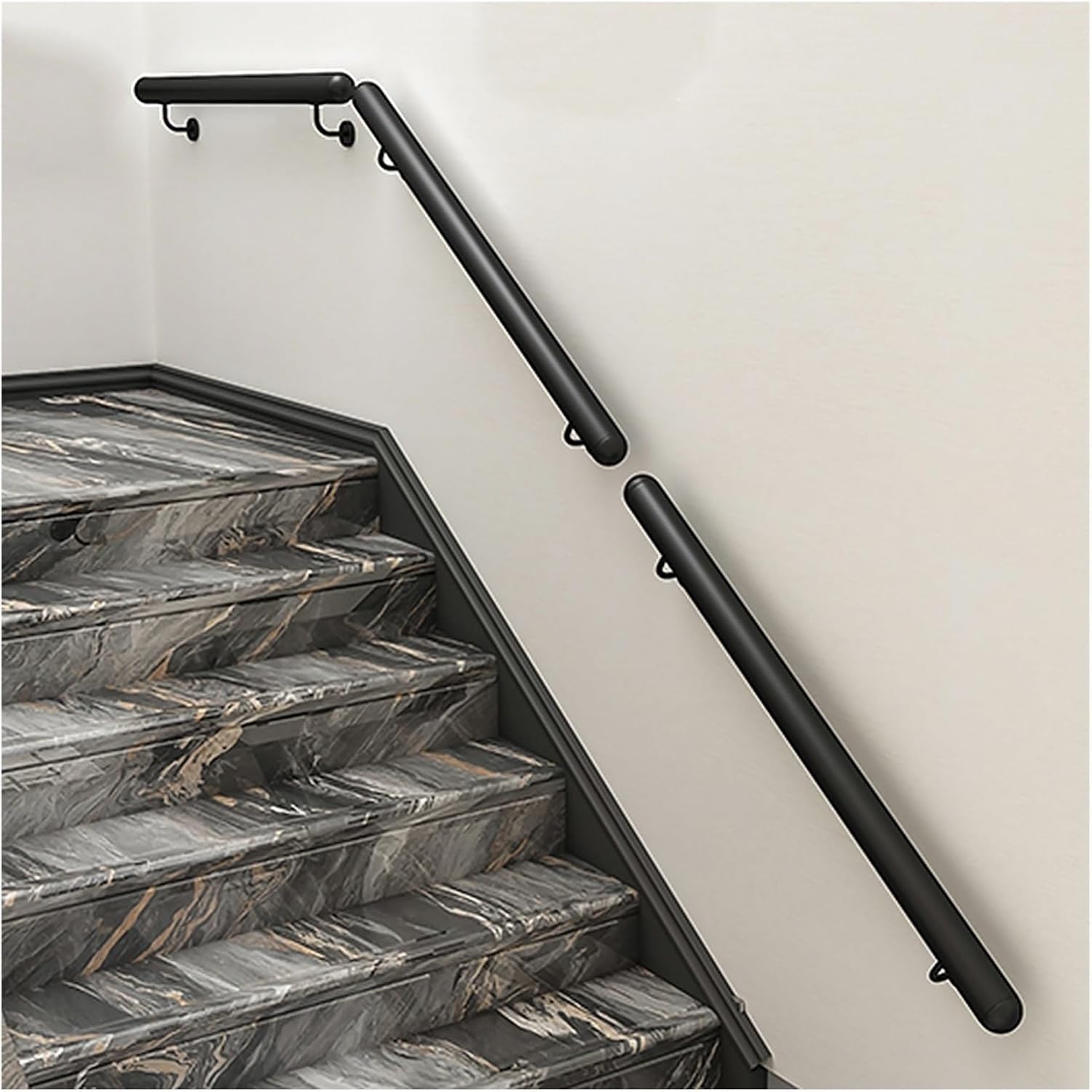 LWJSOCP Stainless Steel Handrail for Stairs Home/Hotel/Office/Nursery Handicap Support Rod 200kg Safety Rating Black 8ft Banister Rails