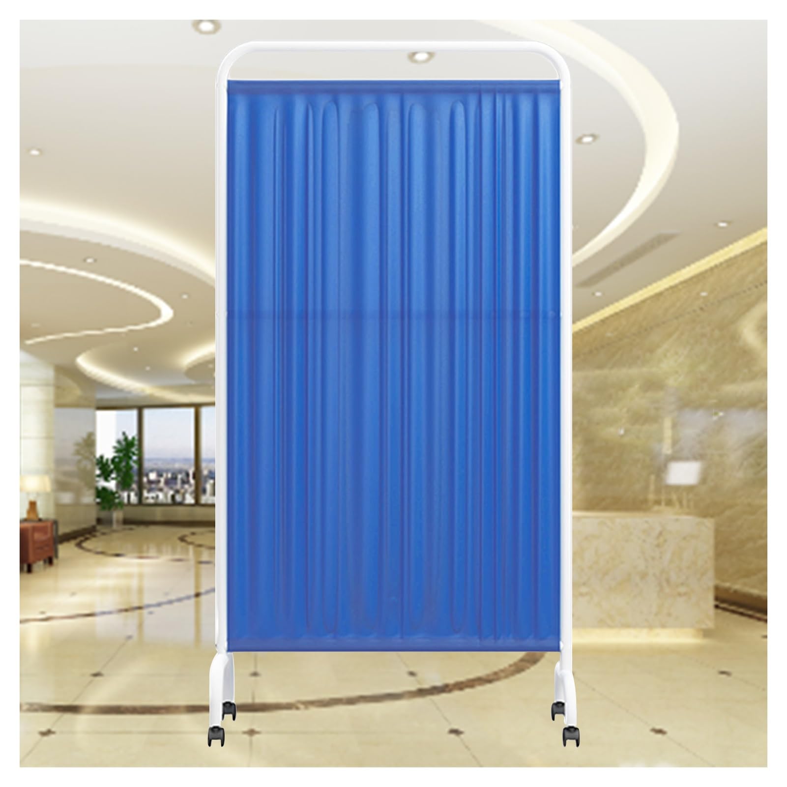 Paravent médical portable pliable bleu foncé de 1,8m de haut à 2 panneaux