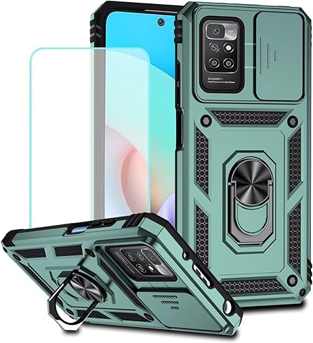 Vista 8 de Funda para Redmi 10 (2021/2022)/Redmi 10 Prime 211211119SG con protector de pantalla de vidrio templado y cubierta para cámara deslizante, soporte