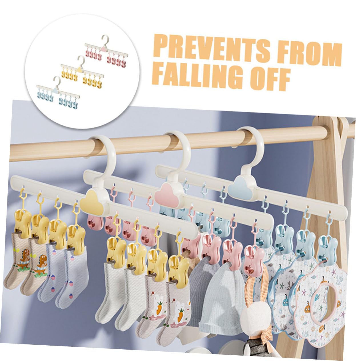 Cabilock 4 Sätze Wäscheständer Für Babysocken Wäscheklammerständer Klappbar Socken Trocknen Kleiderständer Kinder Kinderkleiderbügel Kleiderbügel Für Den Kleiderschrank 3 Stück * 4