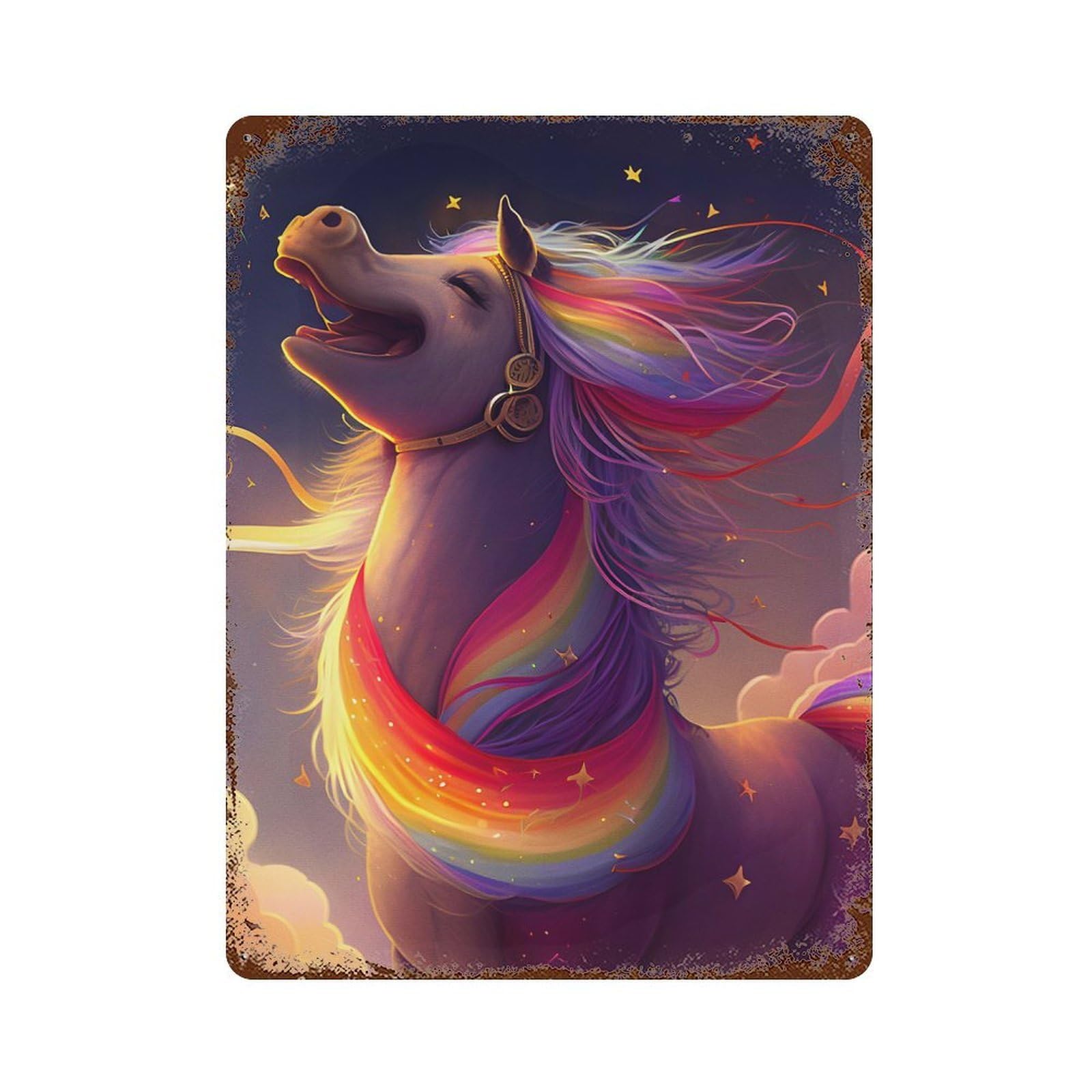 The Unicorn Laugh Vintage Rust Metal Sign 15.7"x11.8", Classic Wall Plaque for Basement, Hobby Room And Garage Decor
