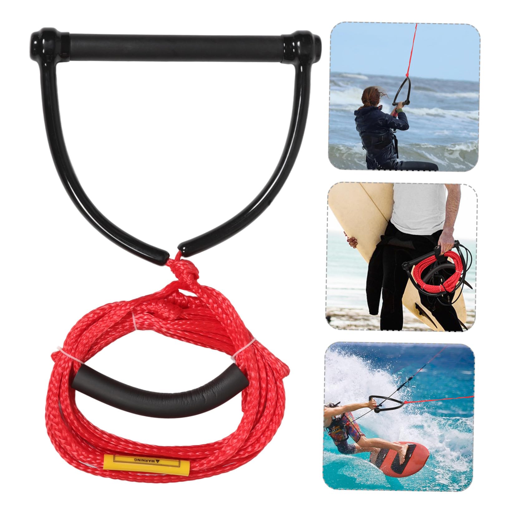Cabilock Cuerda y Esquí Acuático Resistente al Desgaste Material PP Mango Cómodo Color Rojo Resistencia UV para Wakeboarding y Tubing