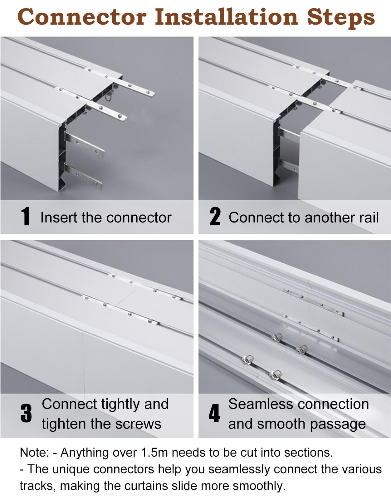 Système de rail de rideau mural pour baie vitrée - Panneau de cantonnière avec une seule voie décorative pour chambre à coucher - Tringles à rideaux robustes pour décoration d'intérieur élégante