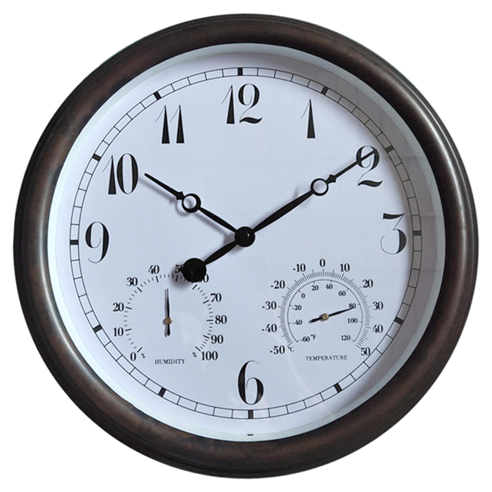 Faticenic Outdoor Clocks Waterproof, 15 Inch Vintage Outdoor Wall Clock with Thermometer & Hygrometer, Large White Dial, Easy to Read, Clocks Waterproof, Garden Décor
