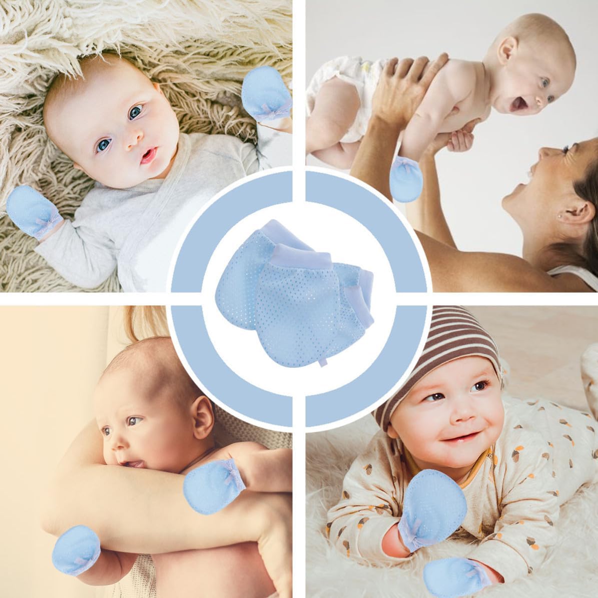 6pcs Baby Mittens for Newborn Babies Breathable Anti Scratch