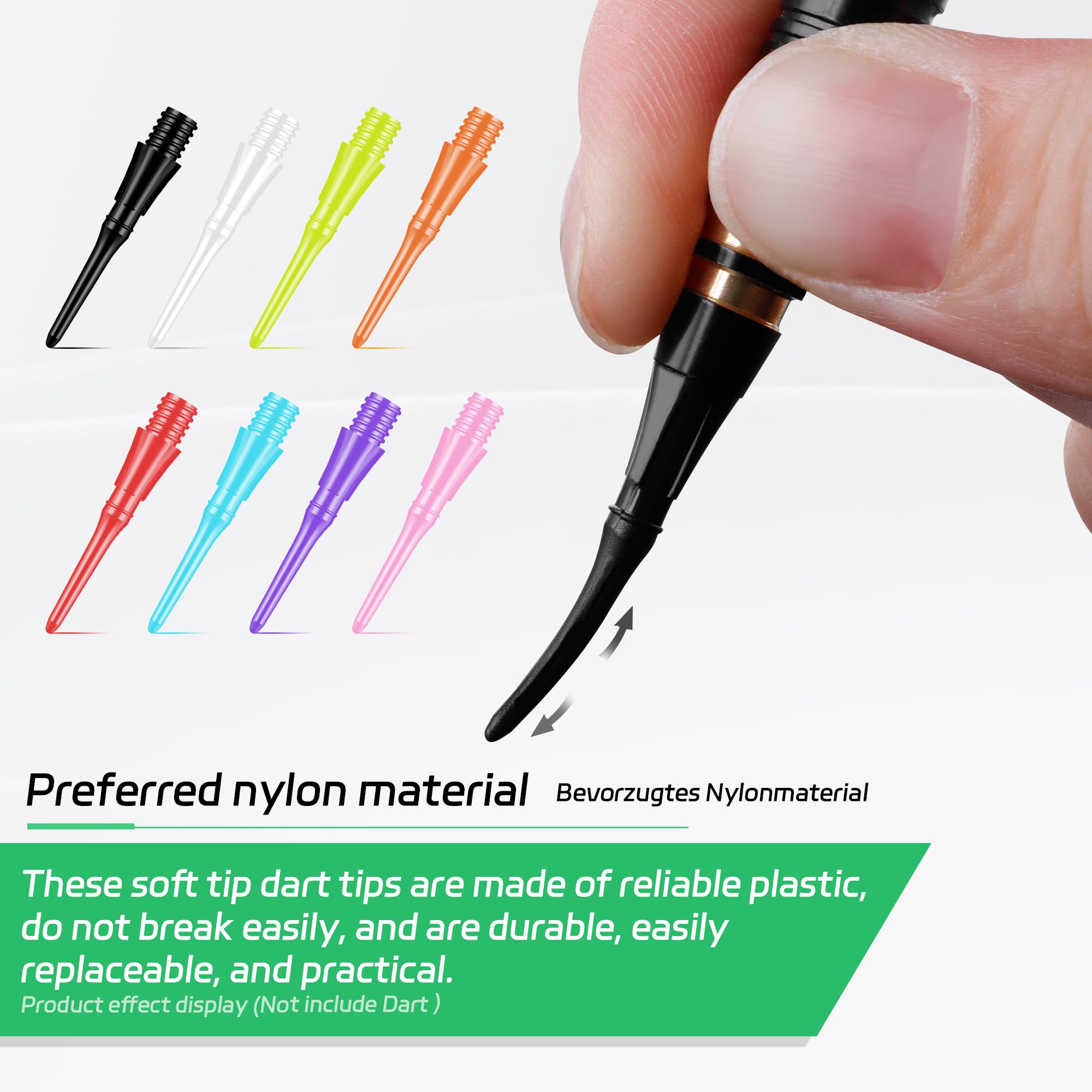 CyeeLife Professionnelles Pointes de Fléchettes, Pointes de Fléchettes en Plastique 100/1000 Pièces, Filetage 2BA, Pointes Softdarts, Soft Tips, Accessoires pour Fléchettes, Stables & Durables