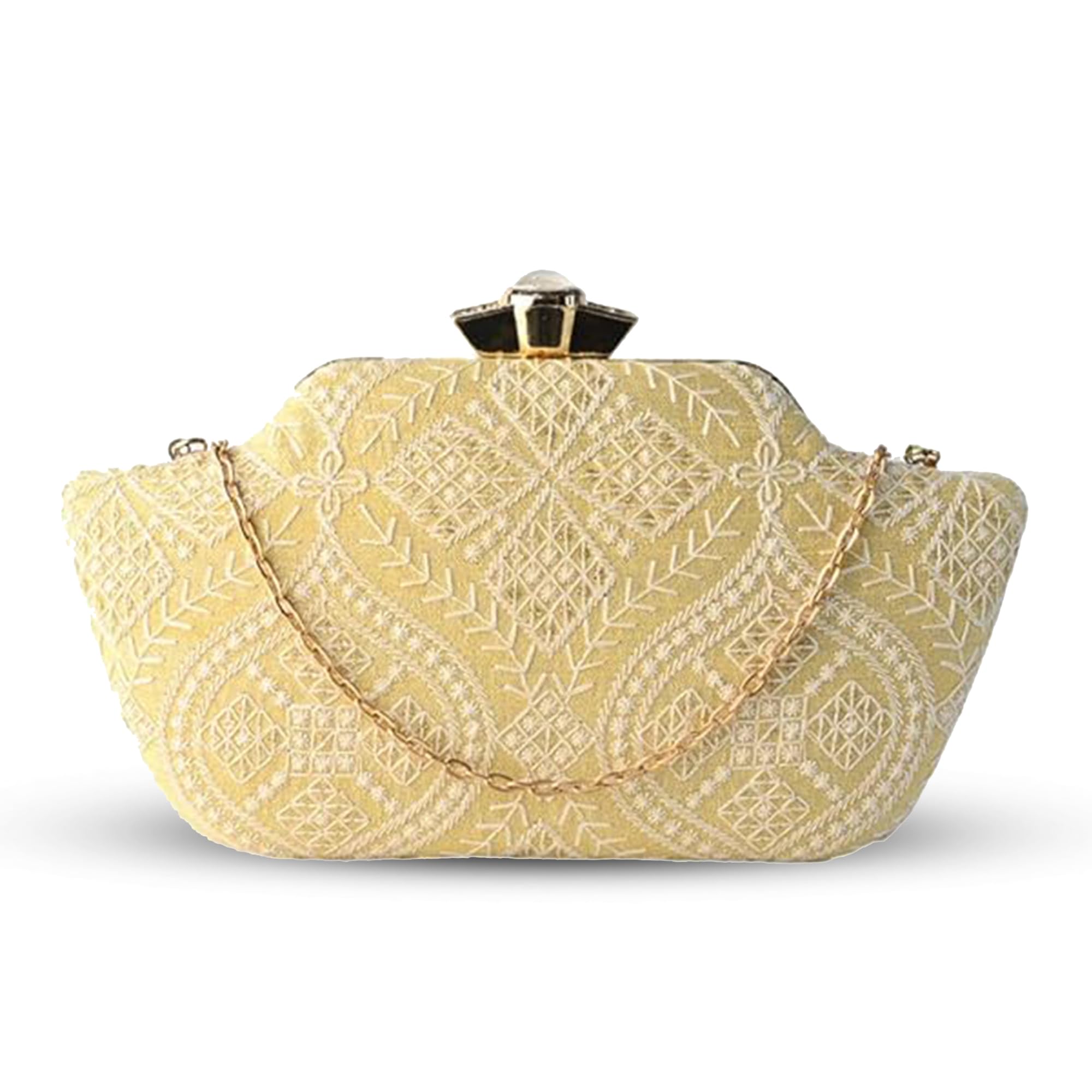 artklim Embroidered Clutch Bag For Women With Detachble Strap | Wedding Clutch | Bridal Clutch bag | Bridal Purse for Wedding-picture-23