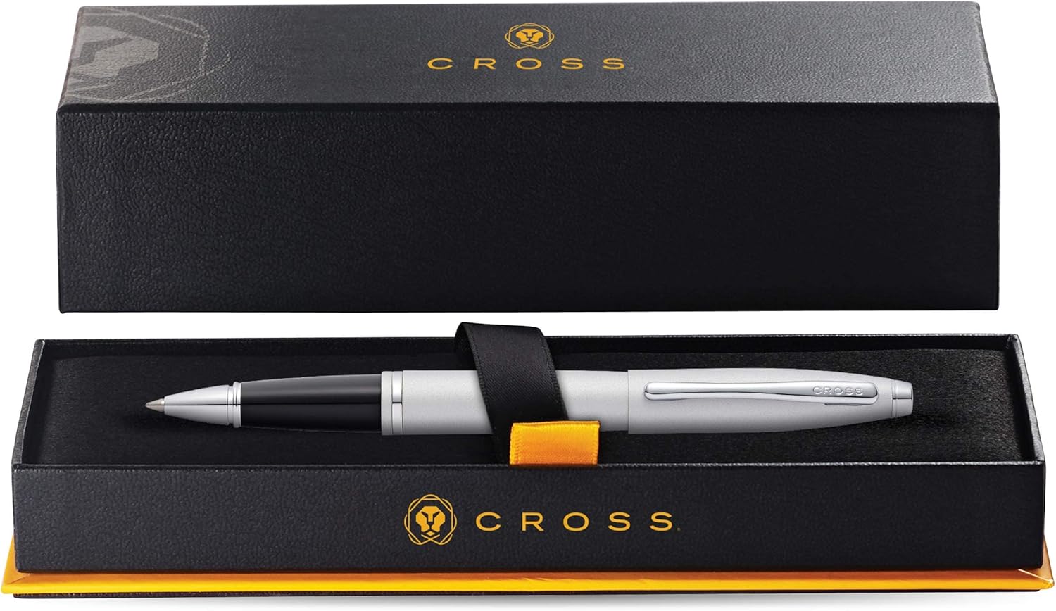Cross Calais Satin Chrome Rollerball Pen - High-End Pen for Everyday Use - Professional Desk Essential - Smooth Writing - Durable Construction - Black Ink - Gift Box Included