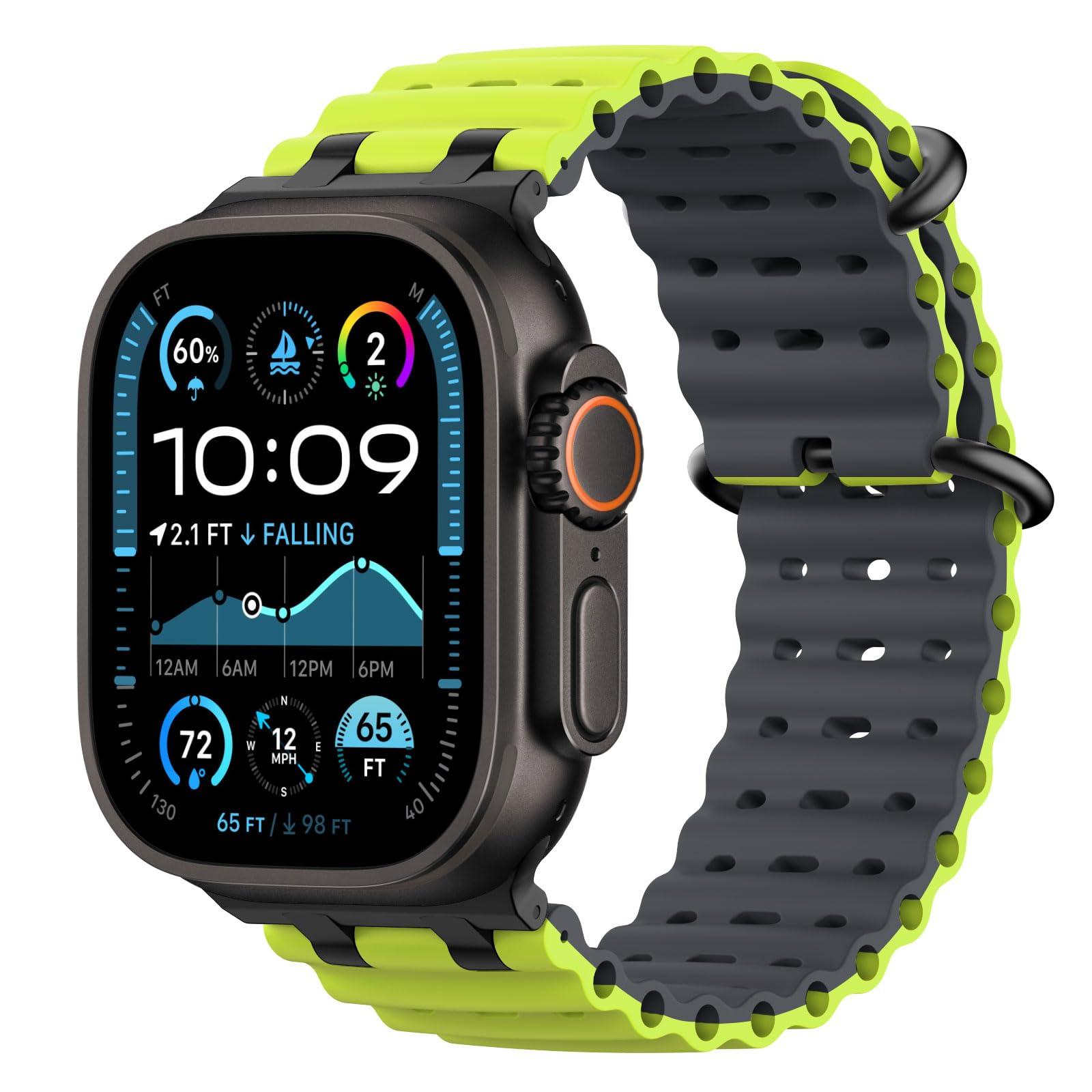 Upgraded Ocean Band Compatible with Apple Watch Ultra 3/2/1 49mm, S11/S10  46mm, 9/8/7 45mm, SE3/SE2/SE/6/5/4 44mm, 3/2/1 42mm, Metal Connector