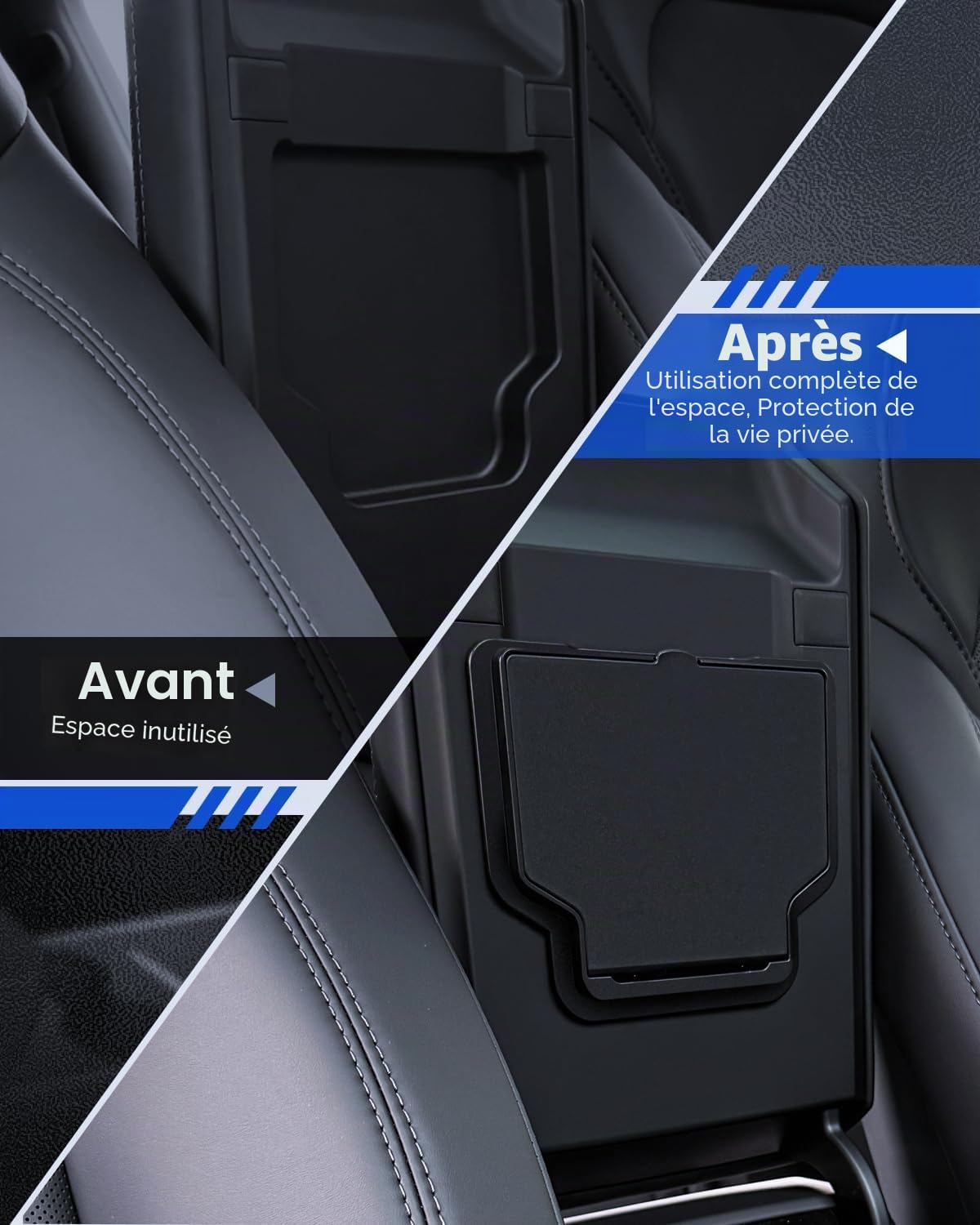 5 pièces accessoires pour Tesla Model Y 2025-2026, console centrale Juniper, plateau organisateur en silicone, boîte de rangement pour accoudoirs, boîte cachée et porte-gobelet (Flocking)
