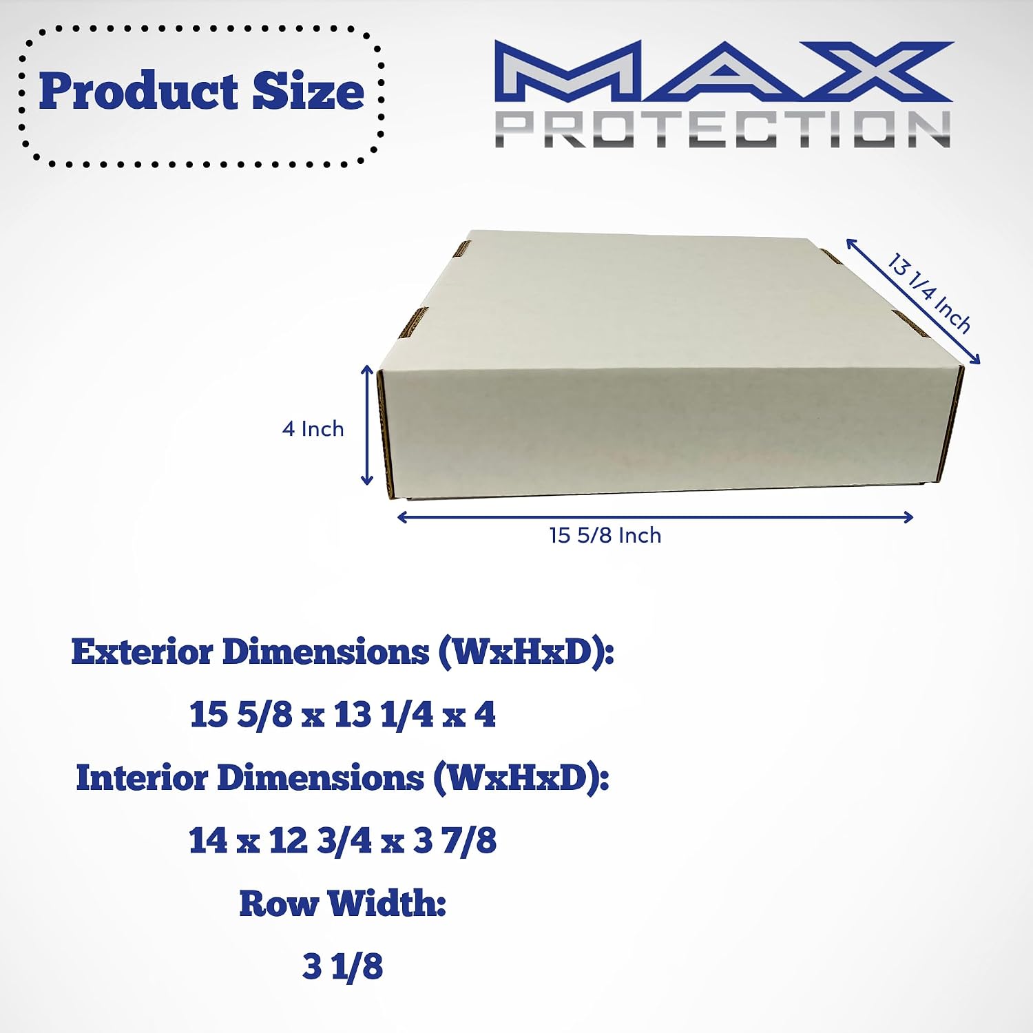 Max Protection (25) 4 Row Trading Card Storage Box - Durable Cardboard Box for Sports, Card Collection - 200 lb. Test Strength, Full Lid Design. Made in the USA