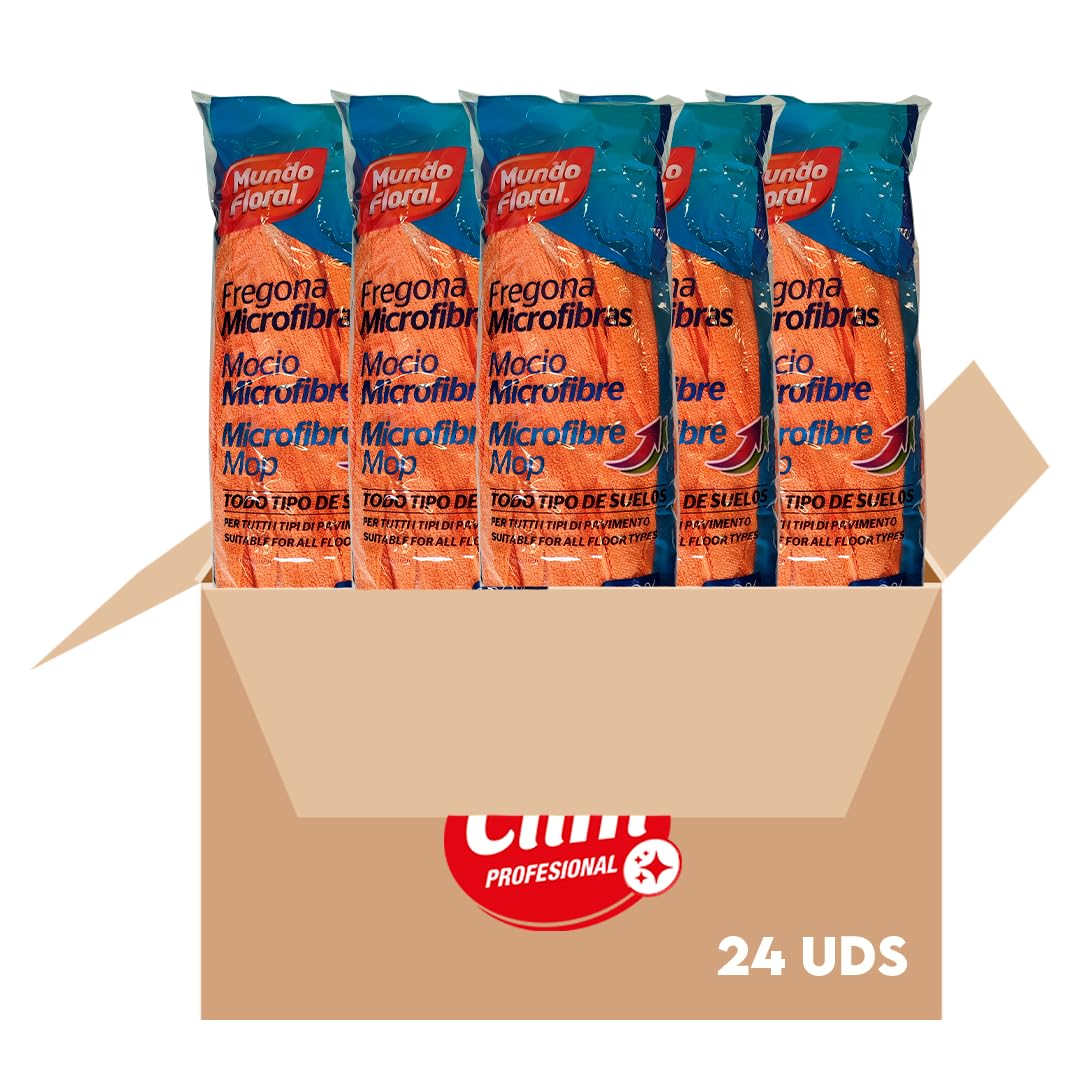 Clim Profesional Caja de 24 recambios de fregona de Tiras 100% Microfibra para la Limpieza de Todo Tipo de Suelos. Ultra Absorbente y de Alta Durabilidad
