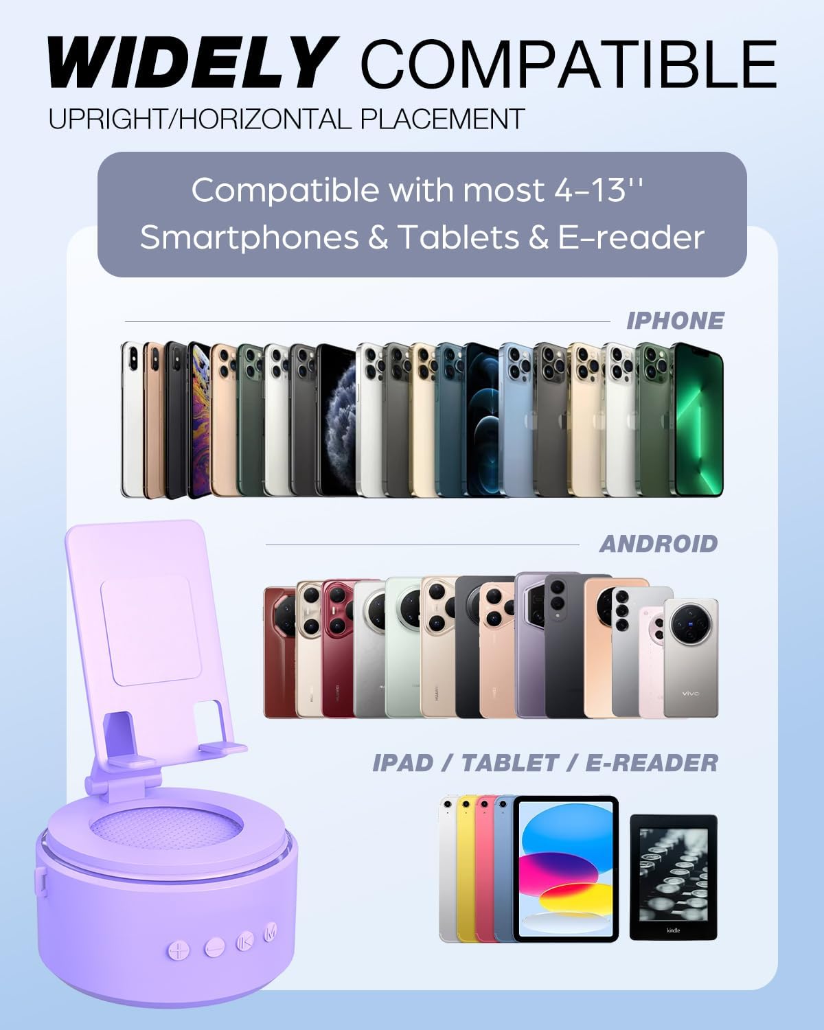 Funistree Gifts for Men Women, Cell Phone Stand with Wireless Bluetooth Speaker, Him Husband Boyfriend Anniversary Birthday Gifts from Wife, Stocking Stuffers for Men (A-Purple)