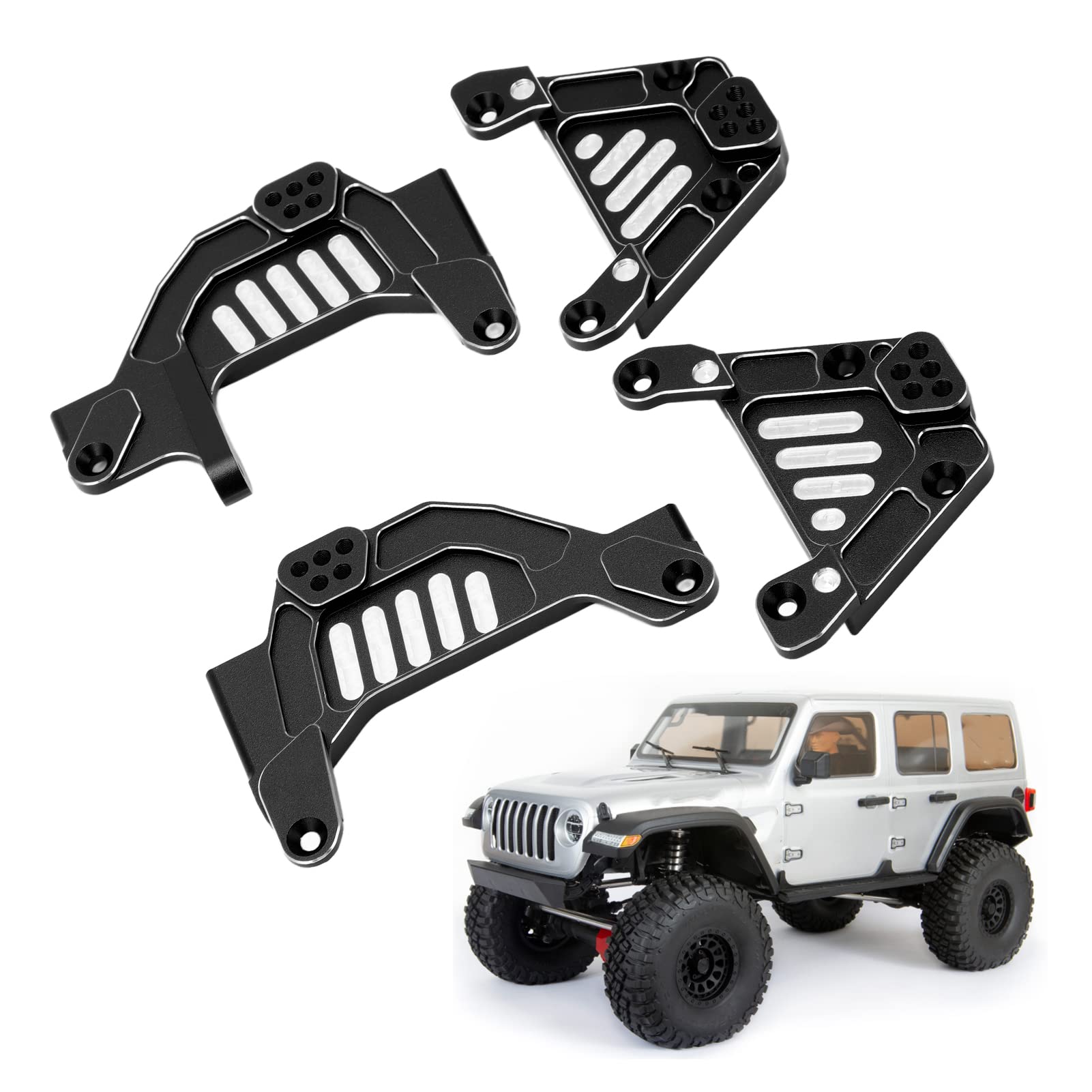 Wieże Amortyzatorów ze Stopu Aluminium CNC Wymienne Obręcze Amortyzatorów dla Axial 1/6 SCX6, Podwozie Samochodu RC Akcesoria do Ochrony Ciała (BLACK)