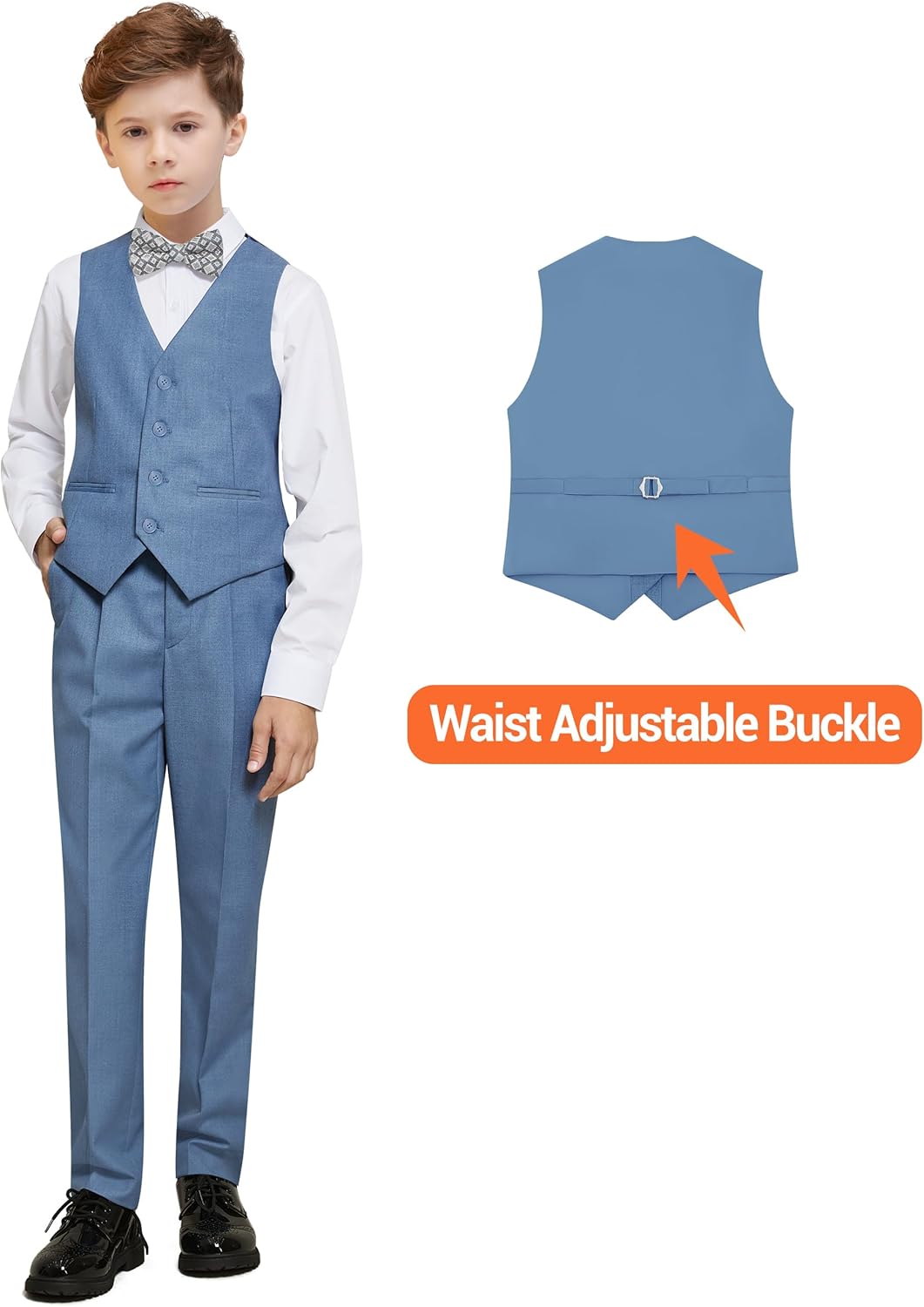 Boys' Formal Dresswear Suits Set, with Suspenders, Adjustable Waist - Image 5