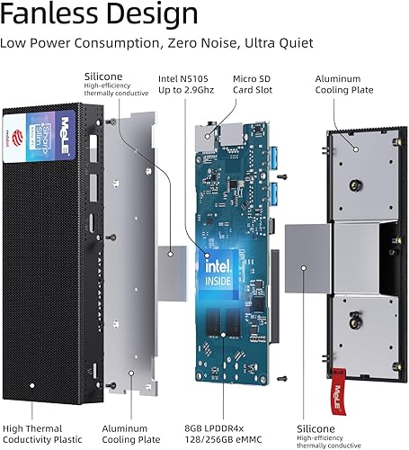 Miniatura 60 de MeLE PCG02 Mini PC Stick sin ventilador, J4125 8 GB 128 GB Escritorio Computadora Stick,Soporte WiFi 4K HDMI PXE desbloqueado Bios, Micro PC Auto