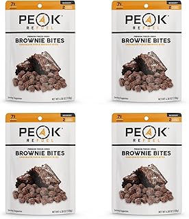 Peak Refuel Fudge Brownie Dessert Bites 4-Pack | Freeze Dried Backpacking and Camping Food | Tasty Trail Treat | High Prot...