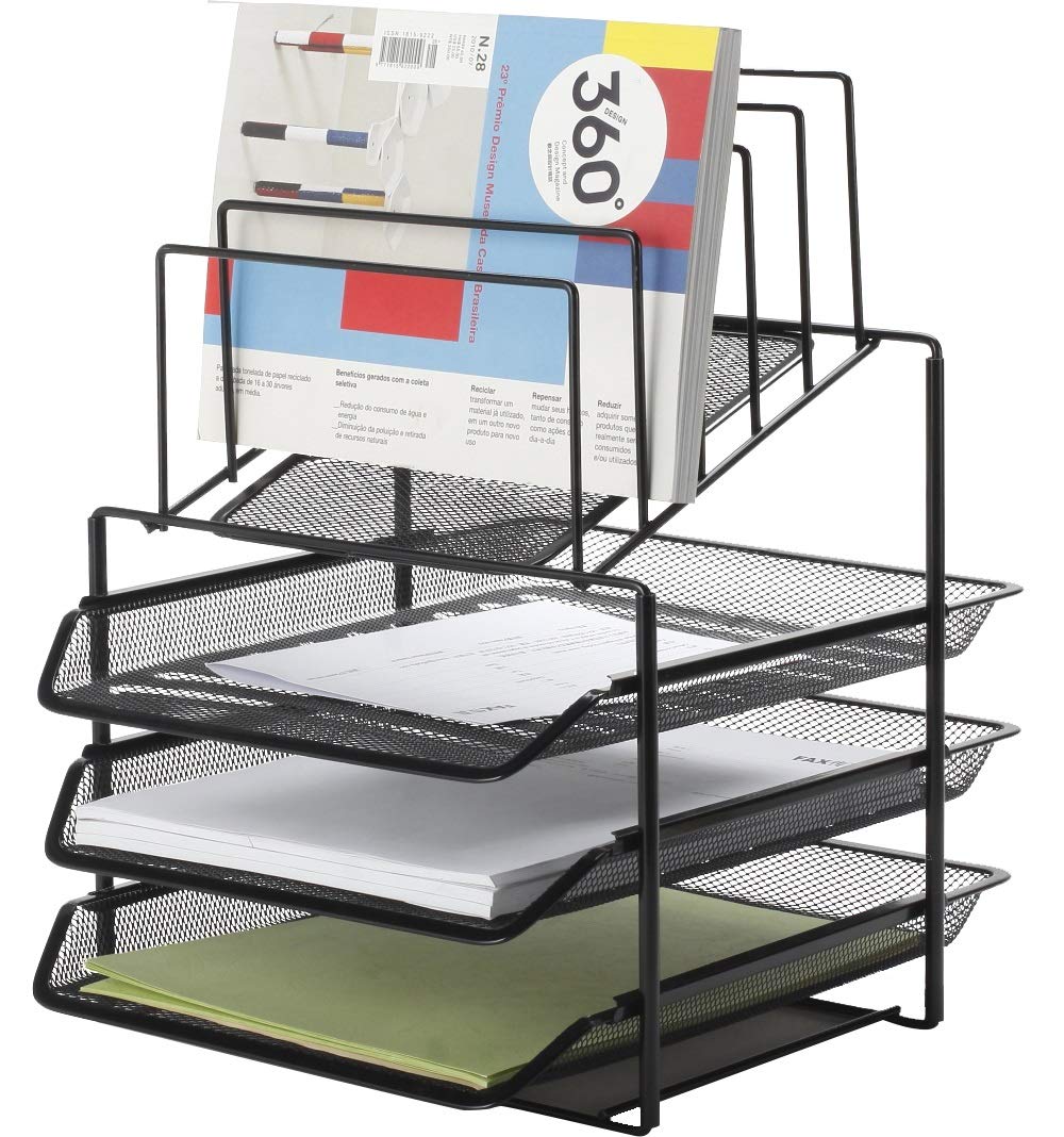 Q-Connect Bandeja Clasificadora Sobres Metálica Rejilla Negra 3 Bandejas 300x350x420 Mm