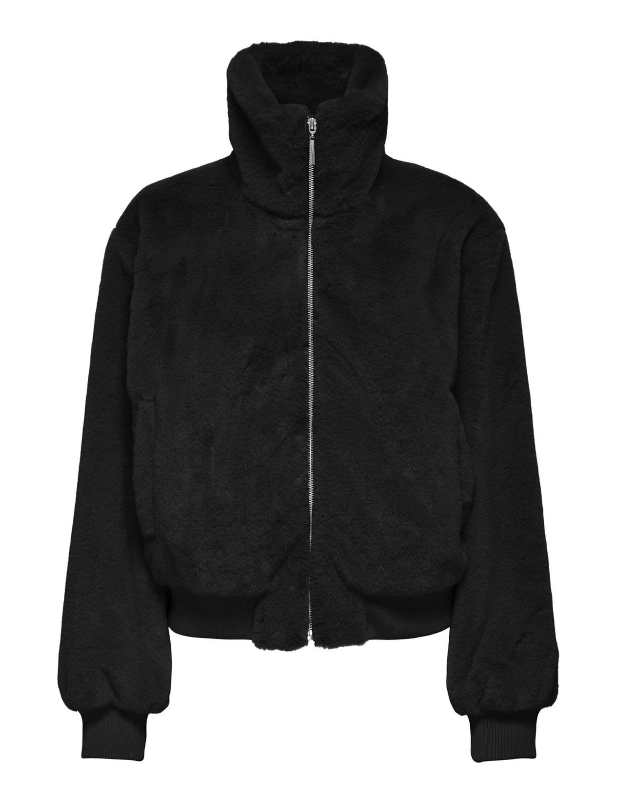 ONLY ONLVENICE Women's Faux Fur Bomber OTW Jumpsuit, Black, M, Black, M