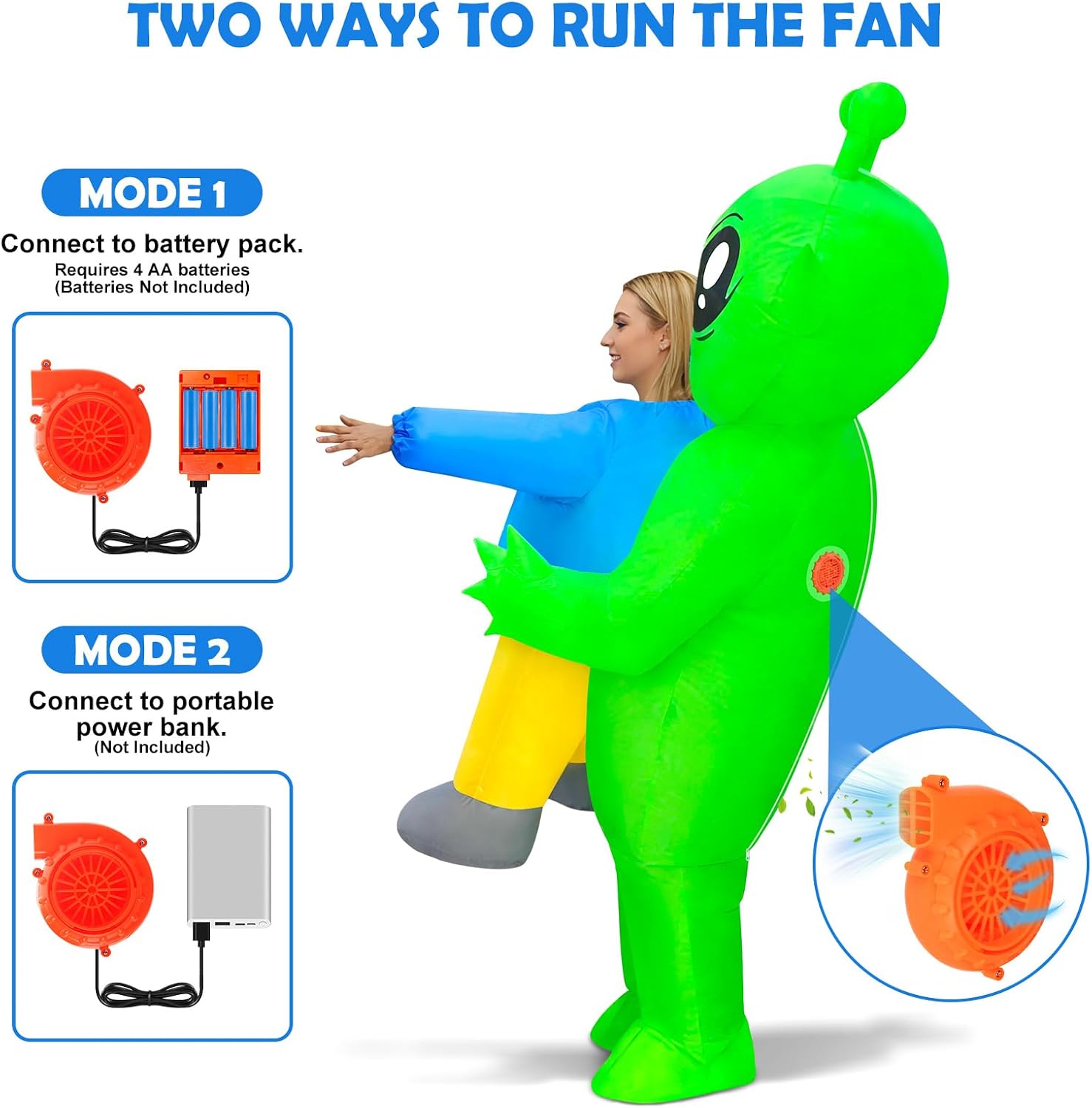 Danxilu Inflatable Alien Costume for Adults, Funny Blow Up Alien Abduction Costumes for Men Women, Halloween Suit With Holding Human for Cosplay, Comic-Con Party, Christmas, Social Media Videos