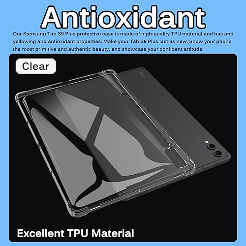 Miniatura 4 de Miimall Funda transparente compatible con Samsung Galaxy Tab S910 Plus, ultrafina, ligera, resistente a los arañazos y a los golpes, no amarillea