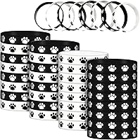 Vista 1 de 48 pulseras de goma con estampado de patas, pulseras elásticas de silicona multicolor para suministros de fiesta de cumpleaños, negro, blanco