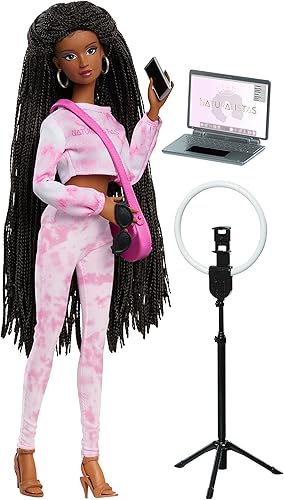 Miniatura 3 de Purpose Toys Naturalistas - Muñeca Grace Fashion de 11.5 pulgadas y accesorios con cabello texturizado 4B, tono de piel marrón medio, juego de