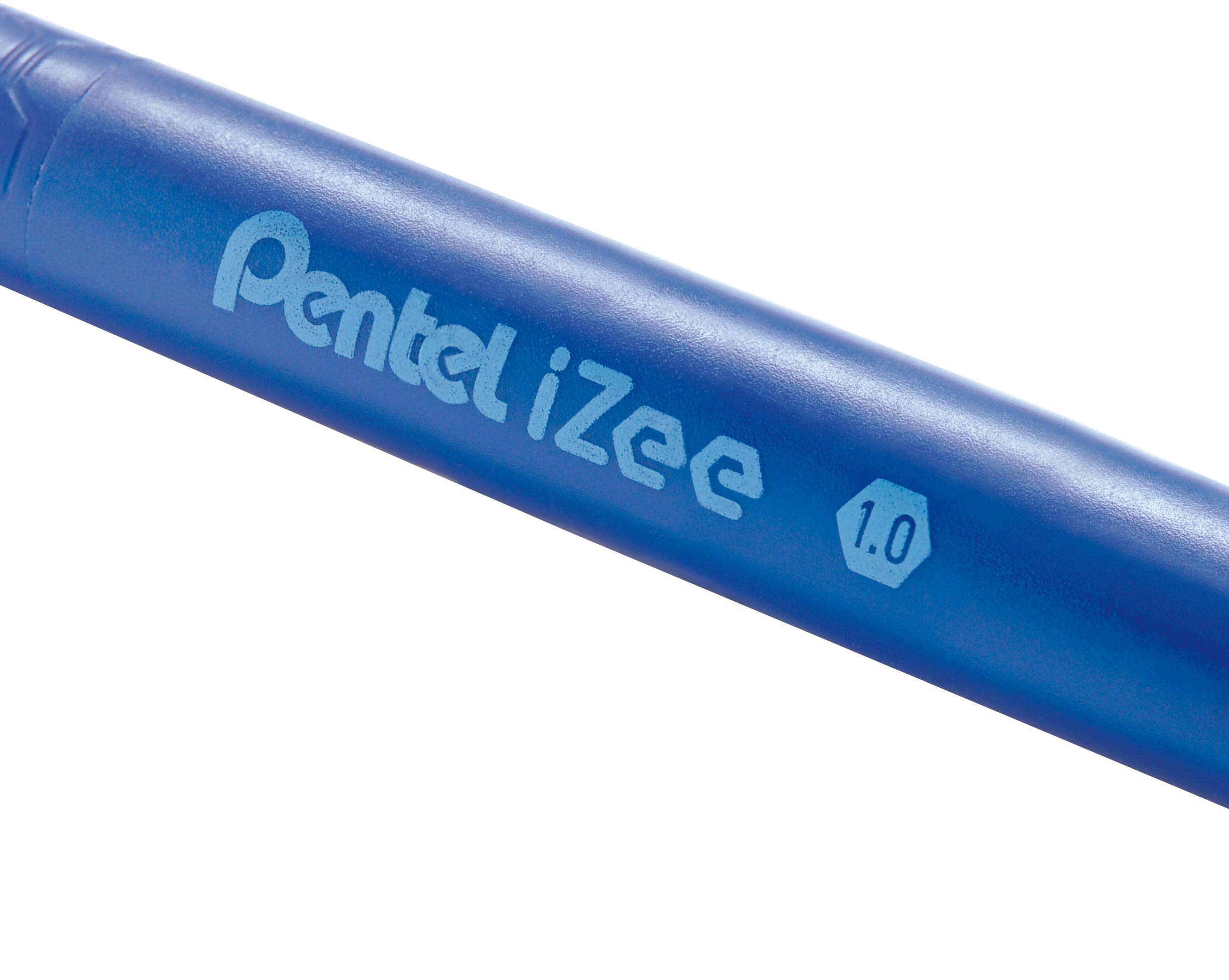 Pentel iZee BX470 Długopis chowany z tuszem o niskiej lepkości, szeroka końcówka 1 mm, opakowanie 10 długopisów czarny x 4, czerwony x 1, niebieski x 4, zielony x1