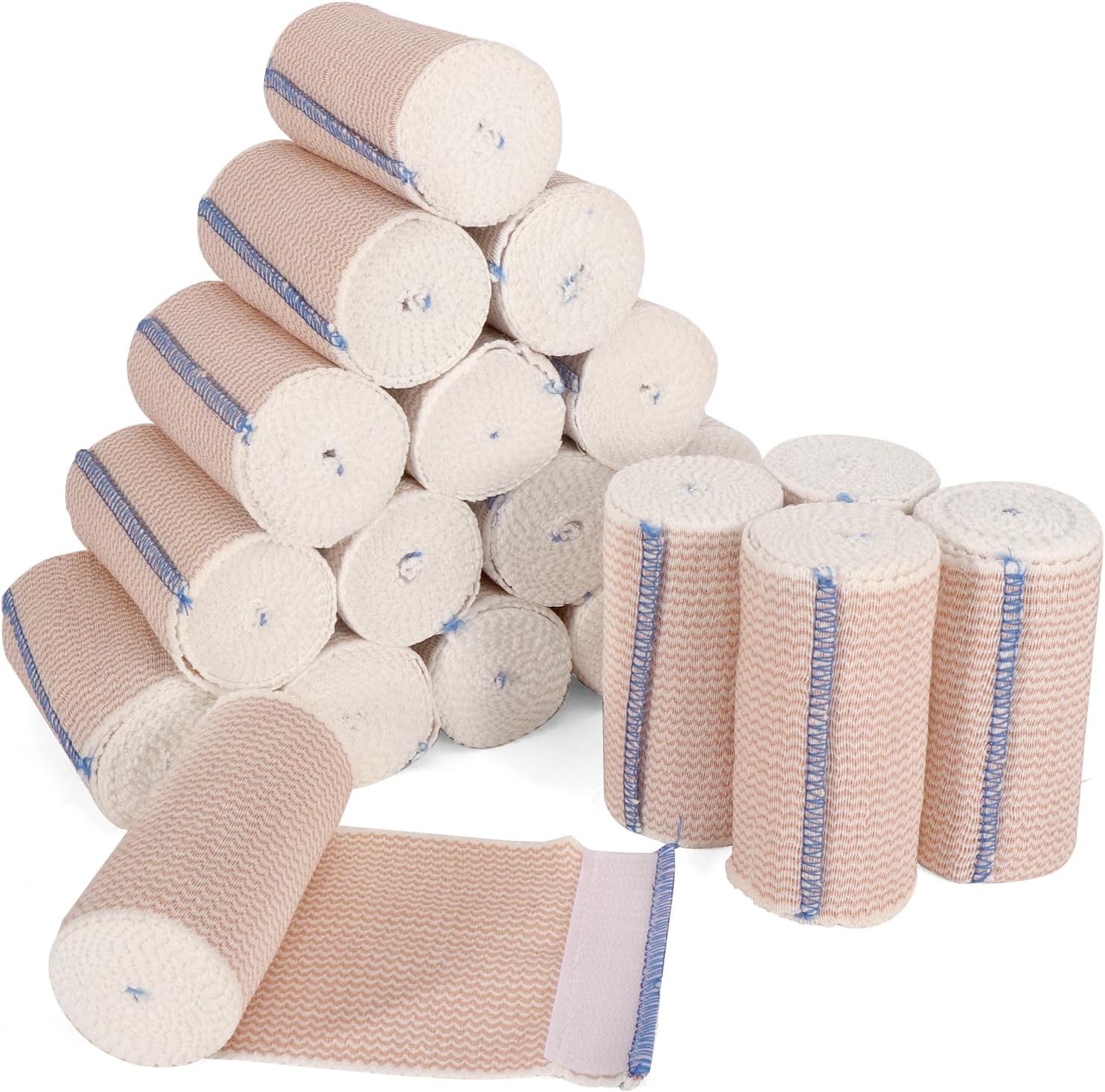 20-Pack 4 Inch Elastic Compression Bandage Wrap - Reusable & Stretchable, Latex-Free, Flexible for Legs, Knees, Elbows, Shoulders, Waist, Ankles, Wrists