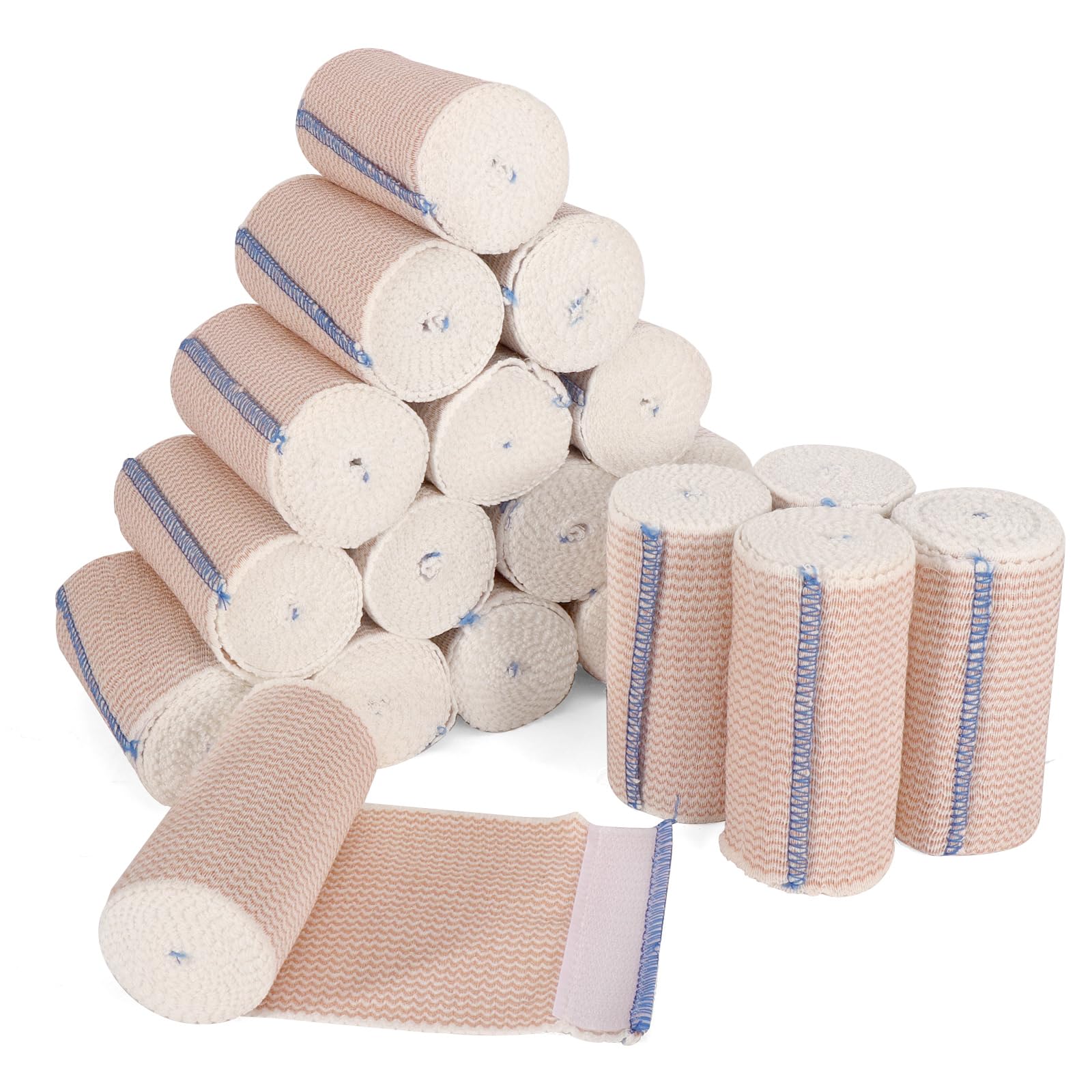 20-Pack 4 Inch Elastic Compression Bandage Wrap - Reusable & Stretchable, Latex-Free, Flexible for Legs, Knees, Elbows, Shoulders, Waist, Ankles, Wrists