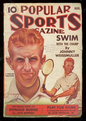 POPULAR SPORTS AUG 1938-JOHNNY WEISSMULLER-TENNIS--PULP VG