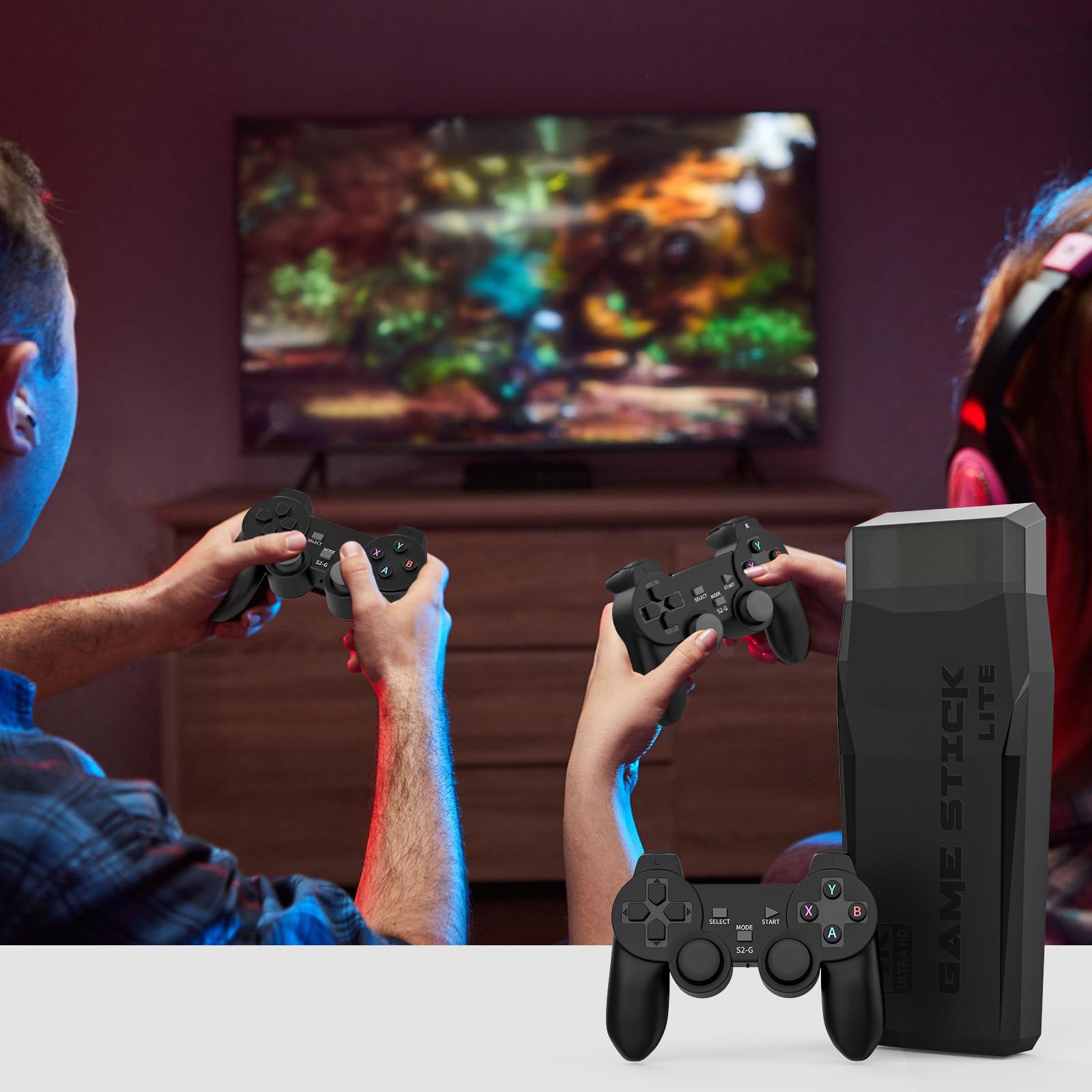 Console di Gioco Wireless Retrò M8, Plug and Play Mini Game Stick, 20,000+ Videogiochi Classici, Dotato di Doppio Controller di Gioco Senza Fili 2.4G, 9 Simulatori, Uscita HD 4K