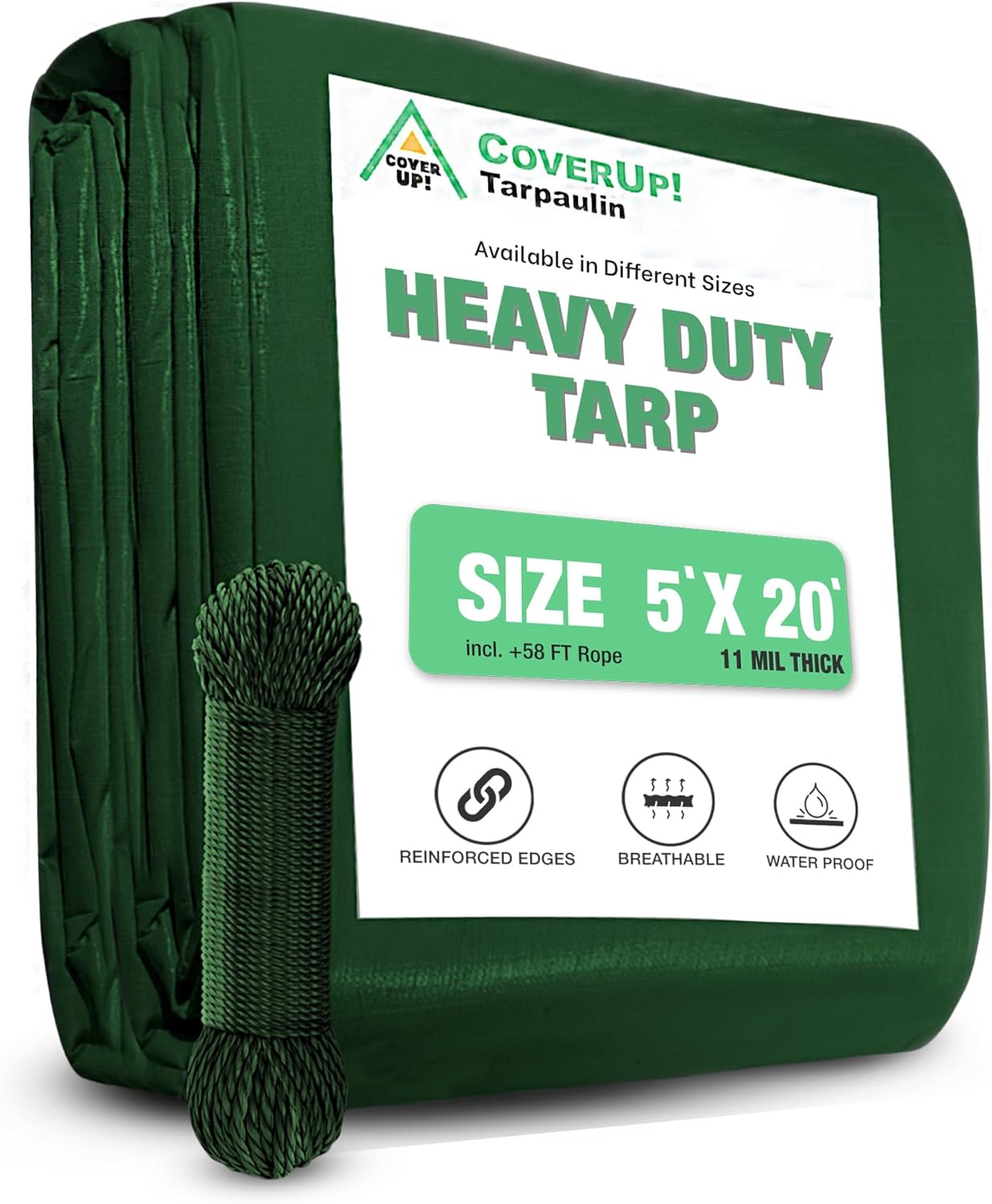 CoverUp! 11 Mil Extra Heavy Duty Waterproof Tarp