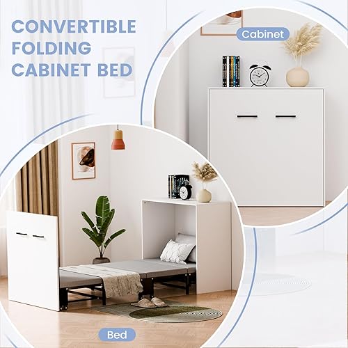 Miniatura 5 de DoCred Murphy Bed - Cama de gabinete 2 en 1, camas nido plegables con colchones para adultos, cama plegable con pecho de Murphy extraíble, camas de