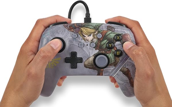 PowerA Manette filaire améliorée pour Nintendo Switch, modèle Switch OLED et Nintendo Switch Lite, accessoire de jeu, manette de jeu, manette filaire, sous licence officielle -Zela: Link Vaillant - 2
