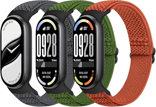 Bcuckood Bandas elásticas compatibles con Xiaomi Mi Band 8, mujeres y hombres, correa elástica de nailon suave de repuesto para Xiaomi Mi Band 8, 3