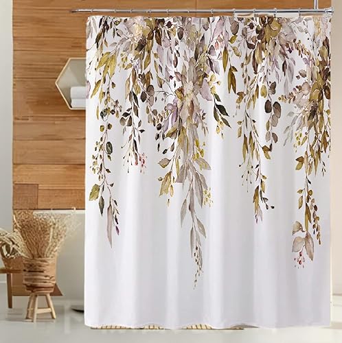 Miniatura 10 de Cortina de ducha de eucalipto azul de 60 x 72 pulgadas, cortina de baño de hojas de plantas en acuarela, cortina de ducha de tela impermeable