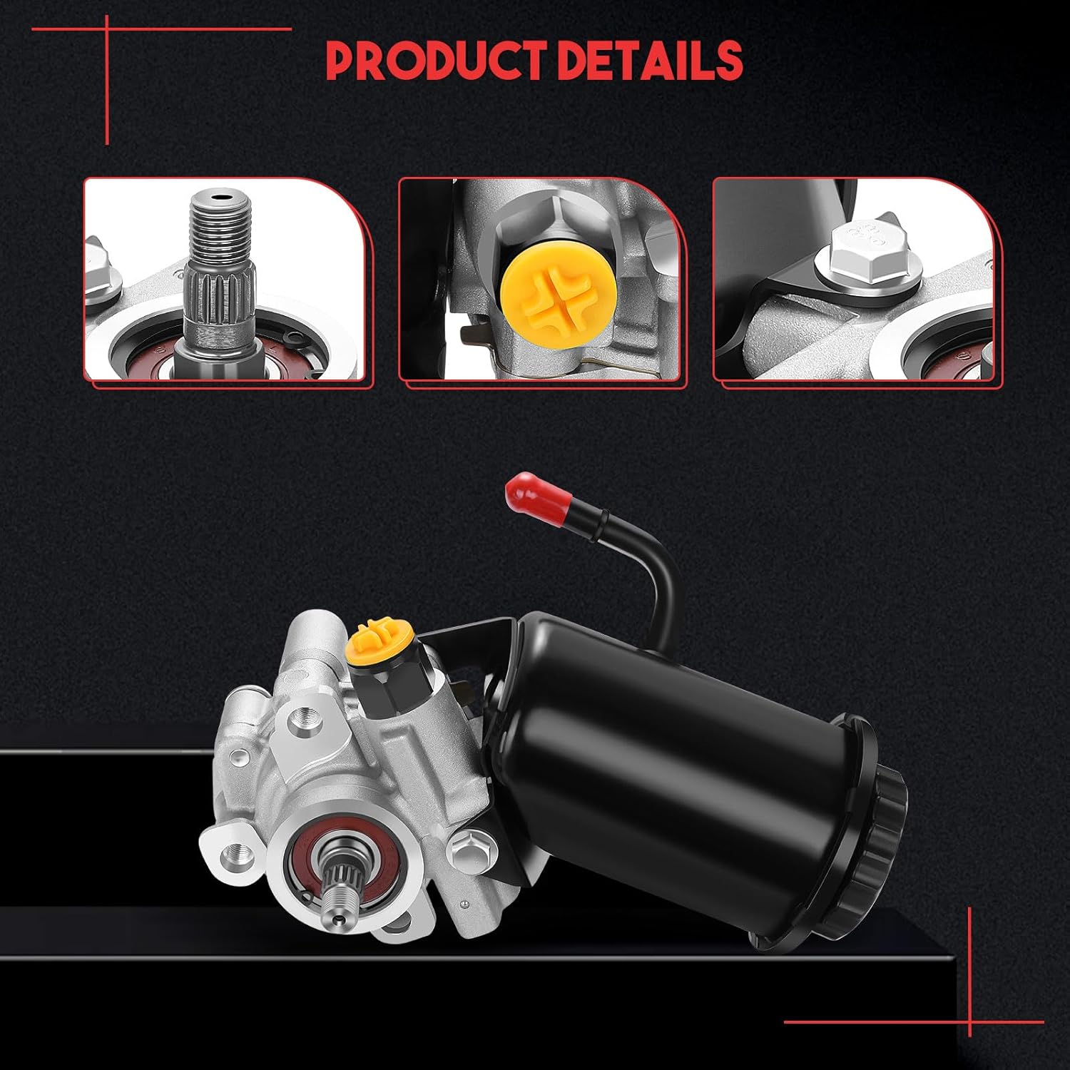 21-5229 Power Steering Pump with Reservoir Fit 1996-2002 for Toyota 4Runner V6 3.4L 1995-1998 for Toyota T100 V6 3.4L 1995-2004 for Toyota Tacoma V6 3.4L Assist Pump