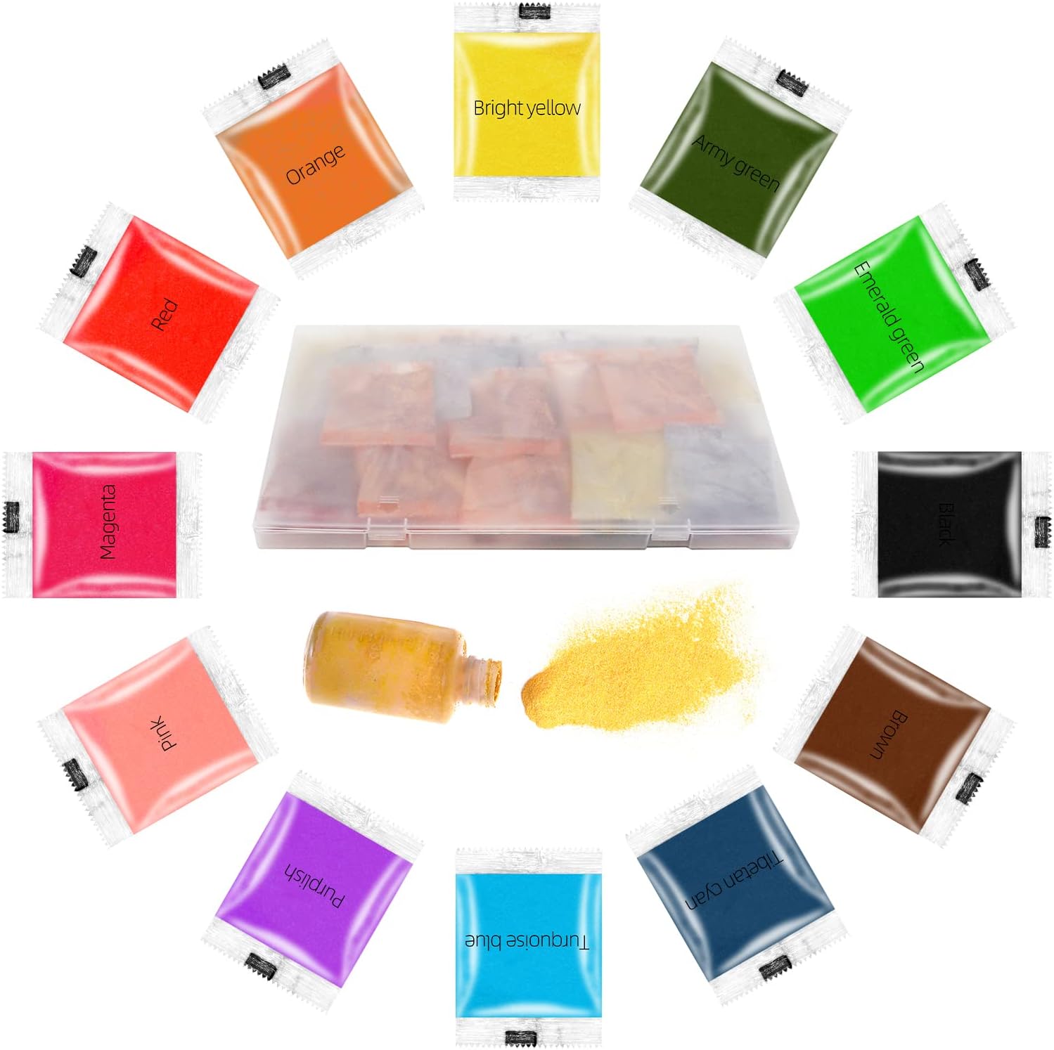 Tie Dye Powder, 12 Colors Dye Packets, Color Powder Packets Bright Fabric Dye, Tie Dye Party Supplies Suitable for Children and Adults(12Pack,10G Per Pack)